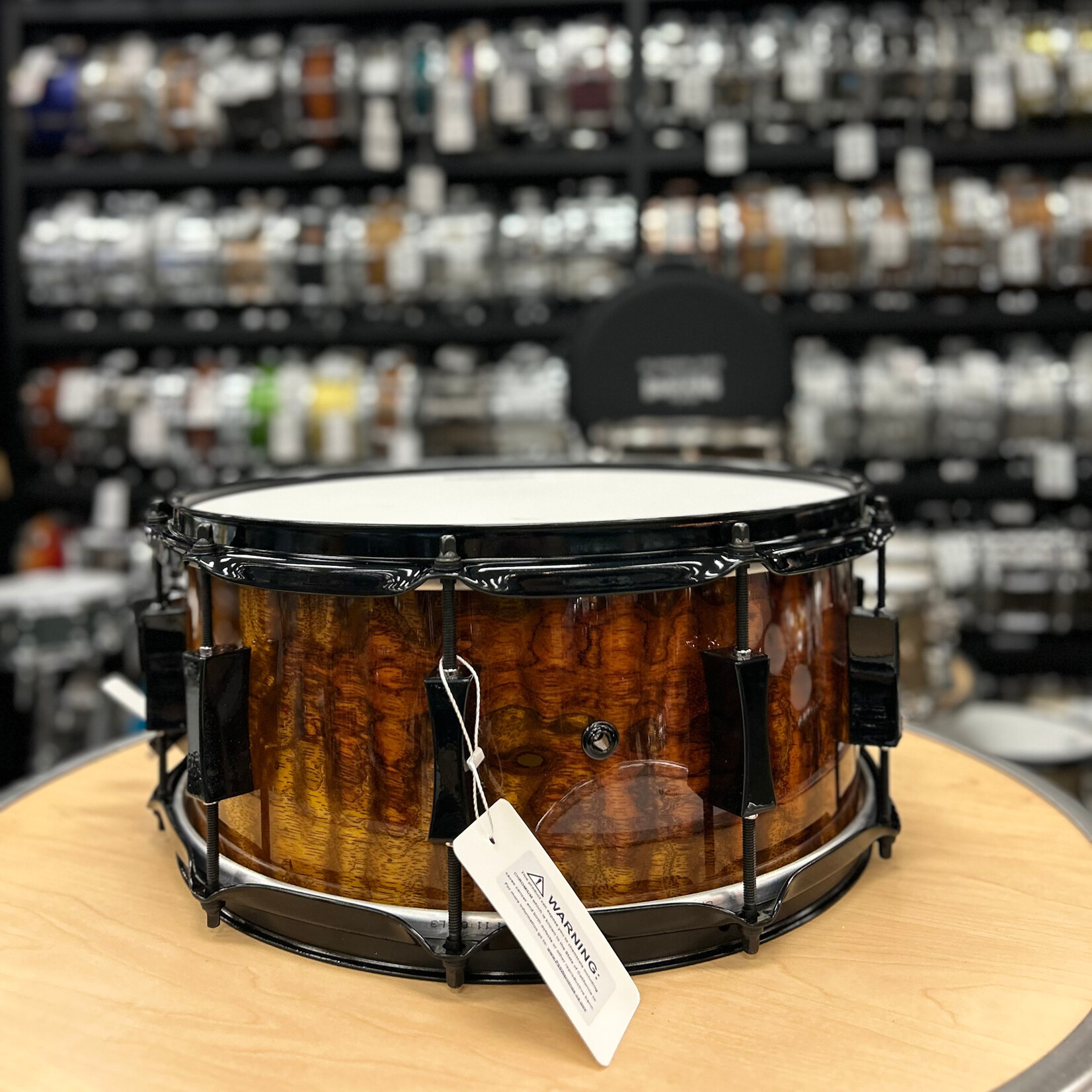 Pork Pie Pork Pie 7x14" Maple/Bubinga Snare Drum (Bubinga Hi-Gloss with Black Hardware)