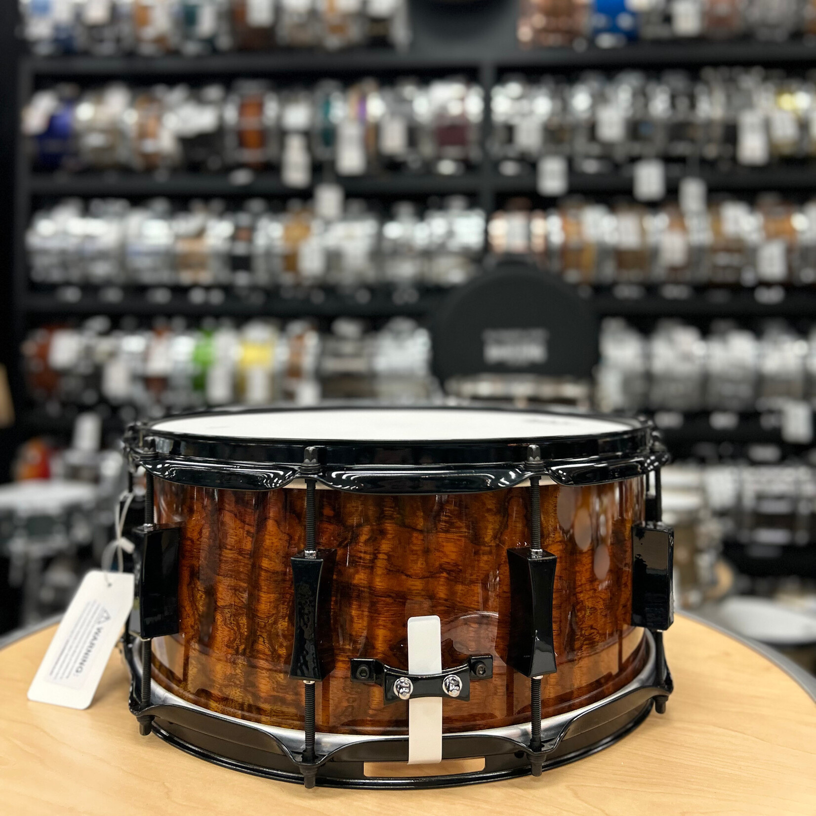 Pork Pie Pork Pie 7x14" Maple/Bubinga Snare Drum (Bubinga Hi-Gloss with Black Hardware)