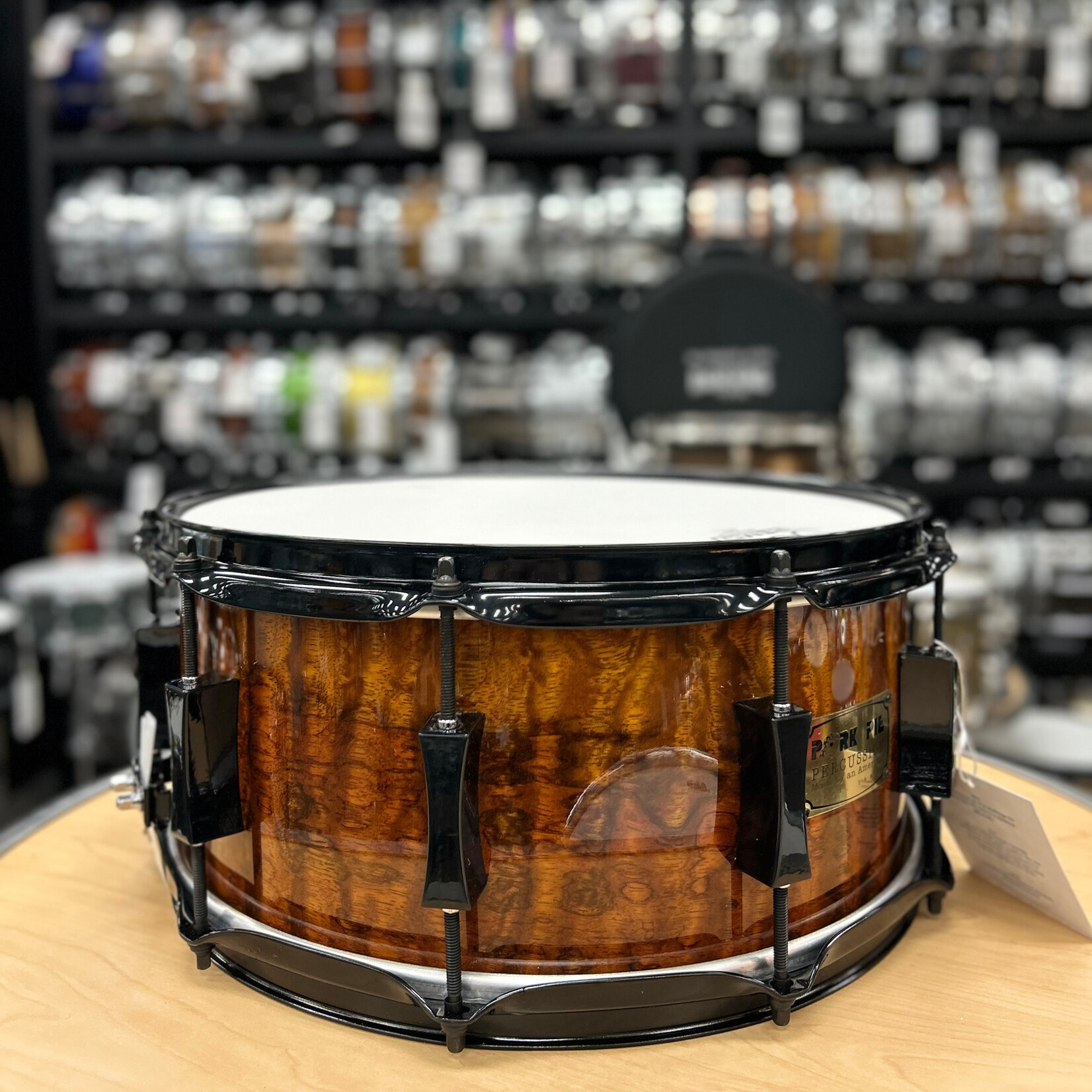 Pork Pie Pork Pie 7x14" Maple/Bubinga Snare Drum (Bubinga Hi-Gloss with Black Hardware)