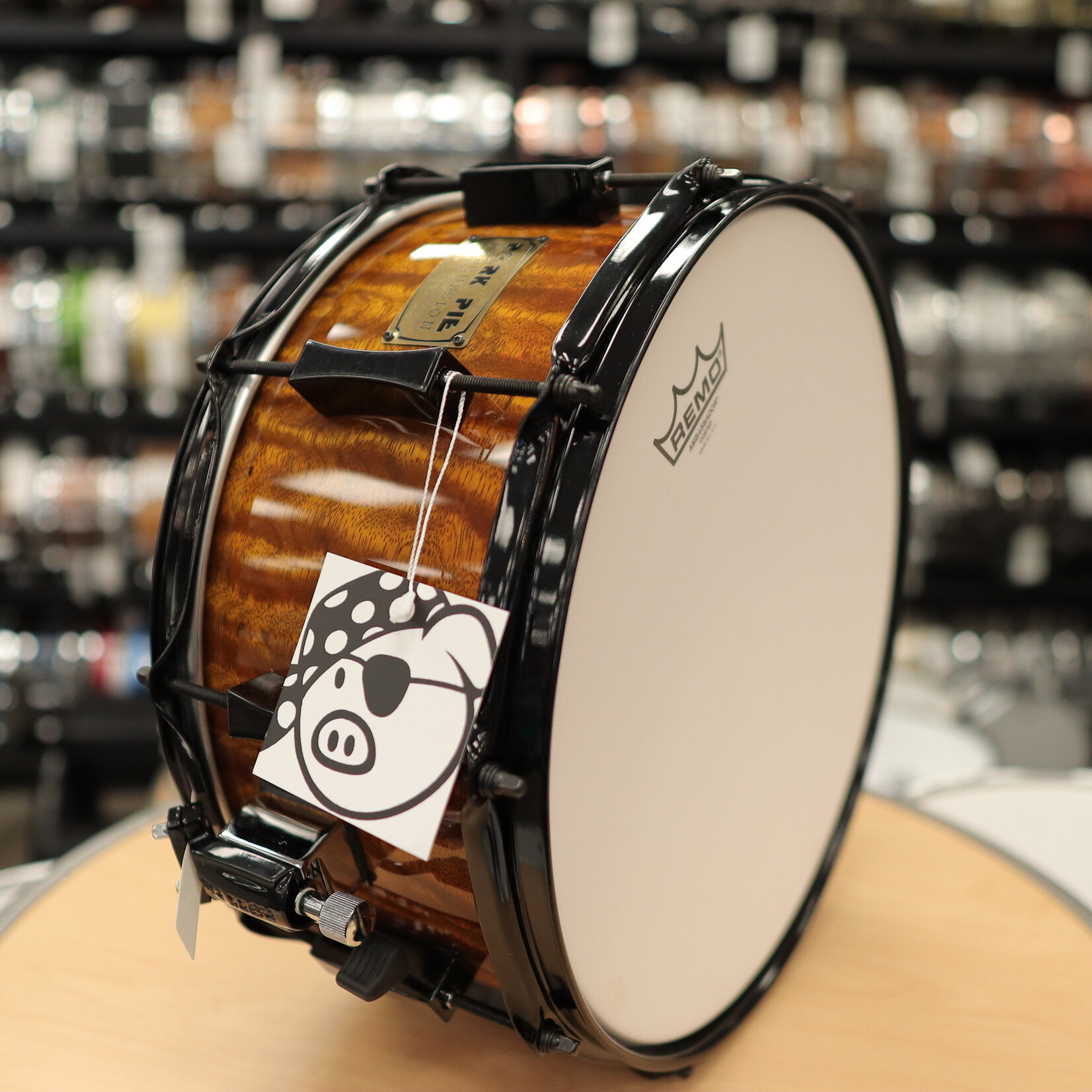 Pork Pie Pork Pie 7x14" Maple/Bubinga Snare Drum (Bubinga Hi-Gloss with Black Hardware) #2