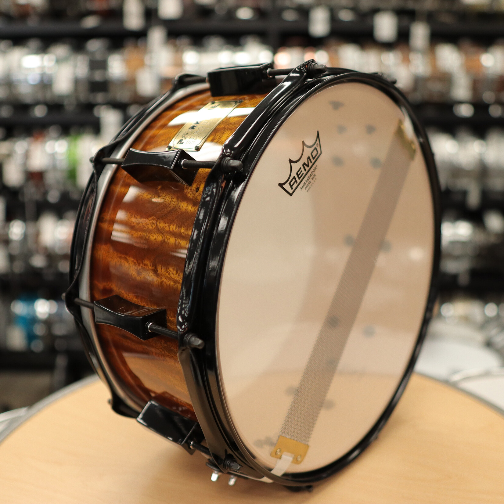 Pork Pie Pork Pie 7x14" Maple/Bubinga Snare Drum (Bubinga Hi-Gloss with Black Hardware) #2