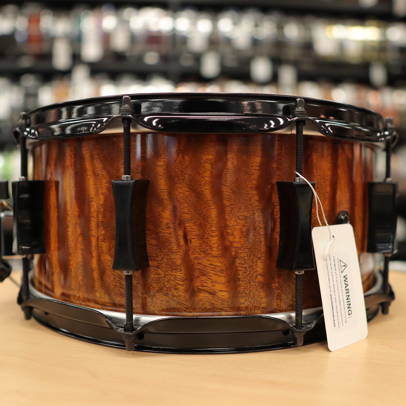 Pork Pie Pork Pie 7x14" Maple/Bubinga Snare Drum (Bubinga Hi-Gloss with Black Hardware) #2