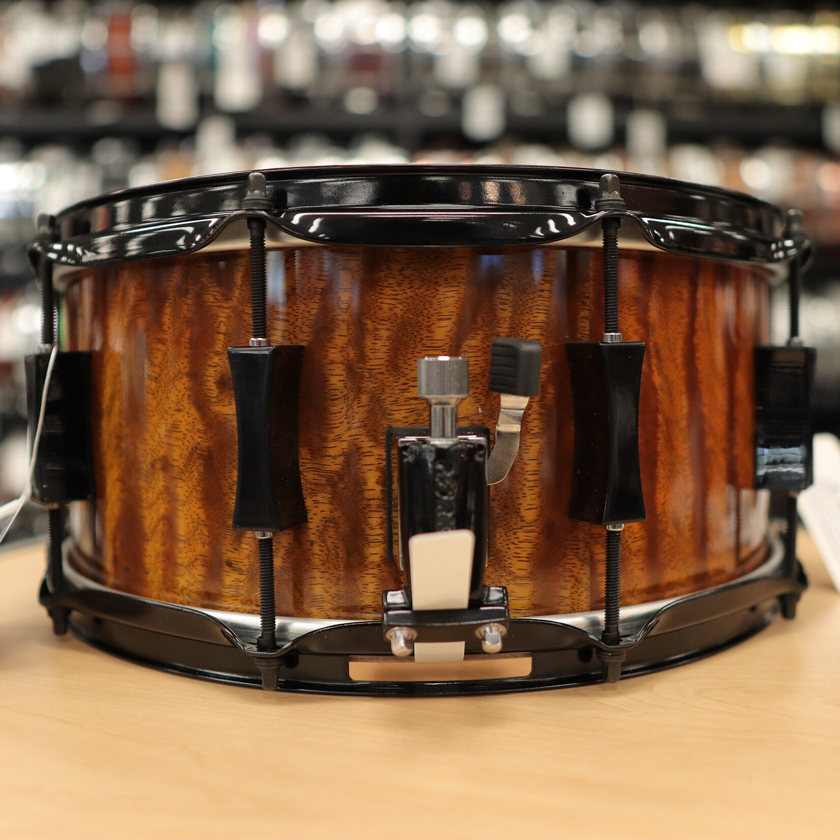 Pork Pie Pork Pie 7x14" Maple/Bubinga Snare Drum (Bubinga Hi-Gloss with Black Hardware) #2