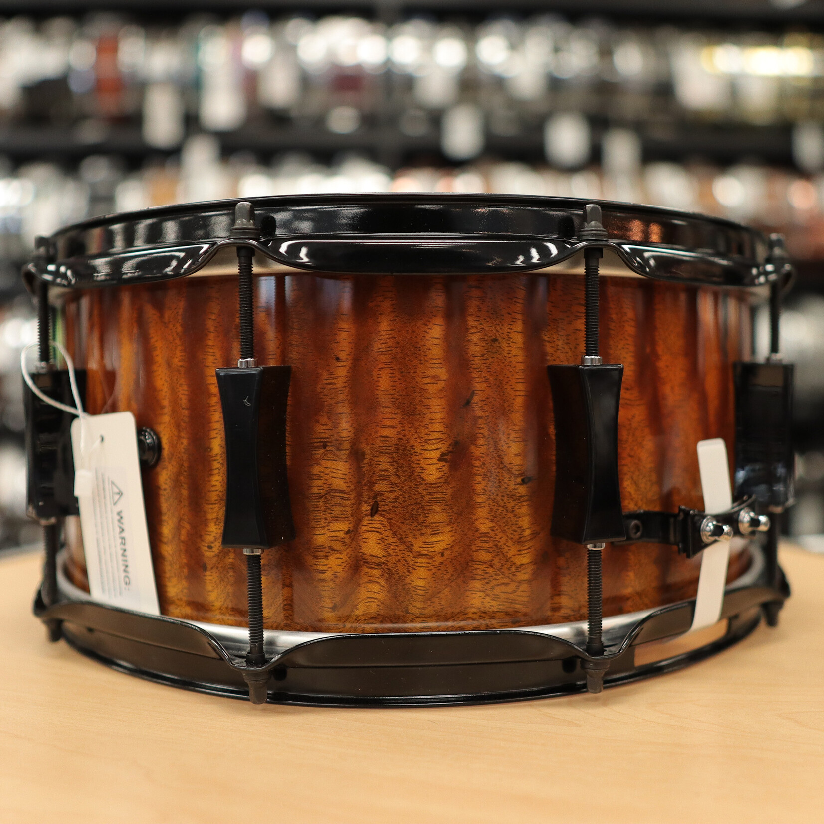 Pork Pie Pork Pie 7x14" Maple/Bubinga Snare Drum (Bubinga Hi-Gloss with Black Hardware) #2