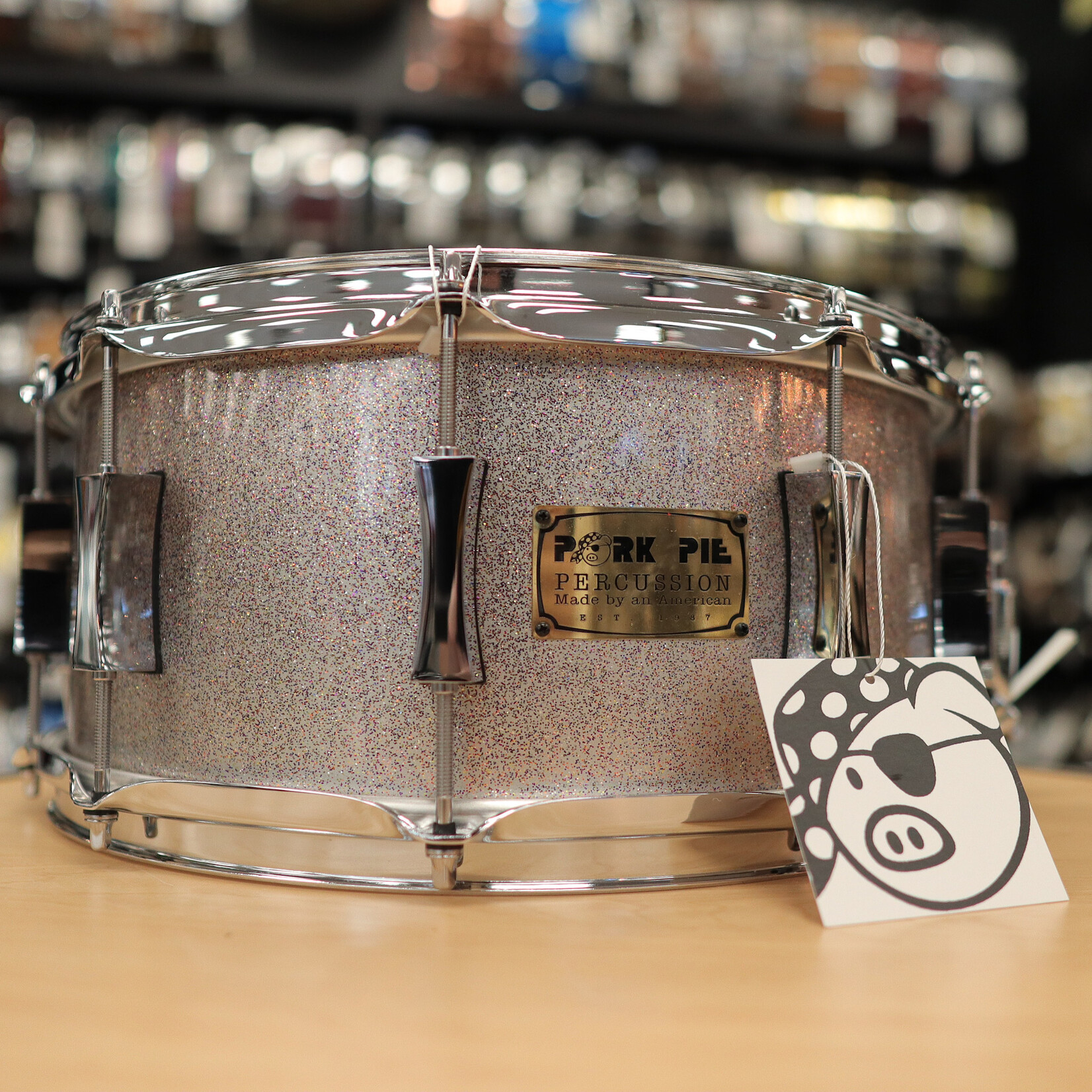 Pork Pie Pork Pie 6.5x14" Mahogany/ Gum/ Mahogany Snare Drum (Everything Sparkle)