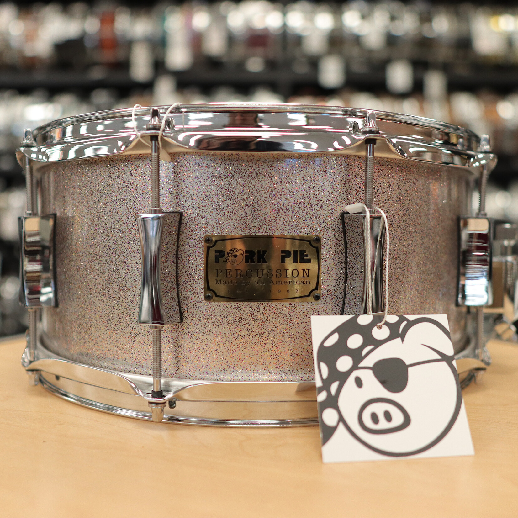 Pork Pie Pork Pie 6.5x14" Mahogany/ Gum/ Mahogany Snare Drum (Everything Sparkle)