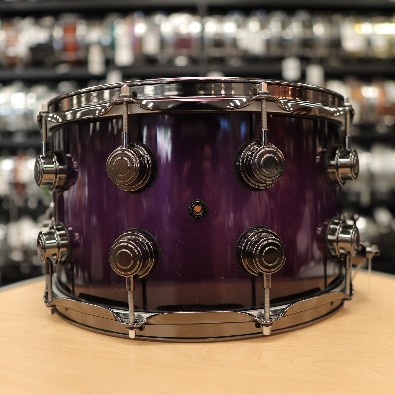 DW Pre-Owned DW Collector's SSC Maple Exotic 8x14" (Purple Anodized to Black Burst w/ Black Nickel Hardware)