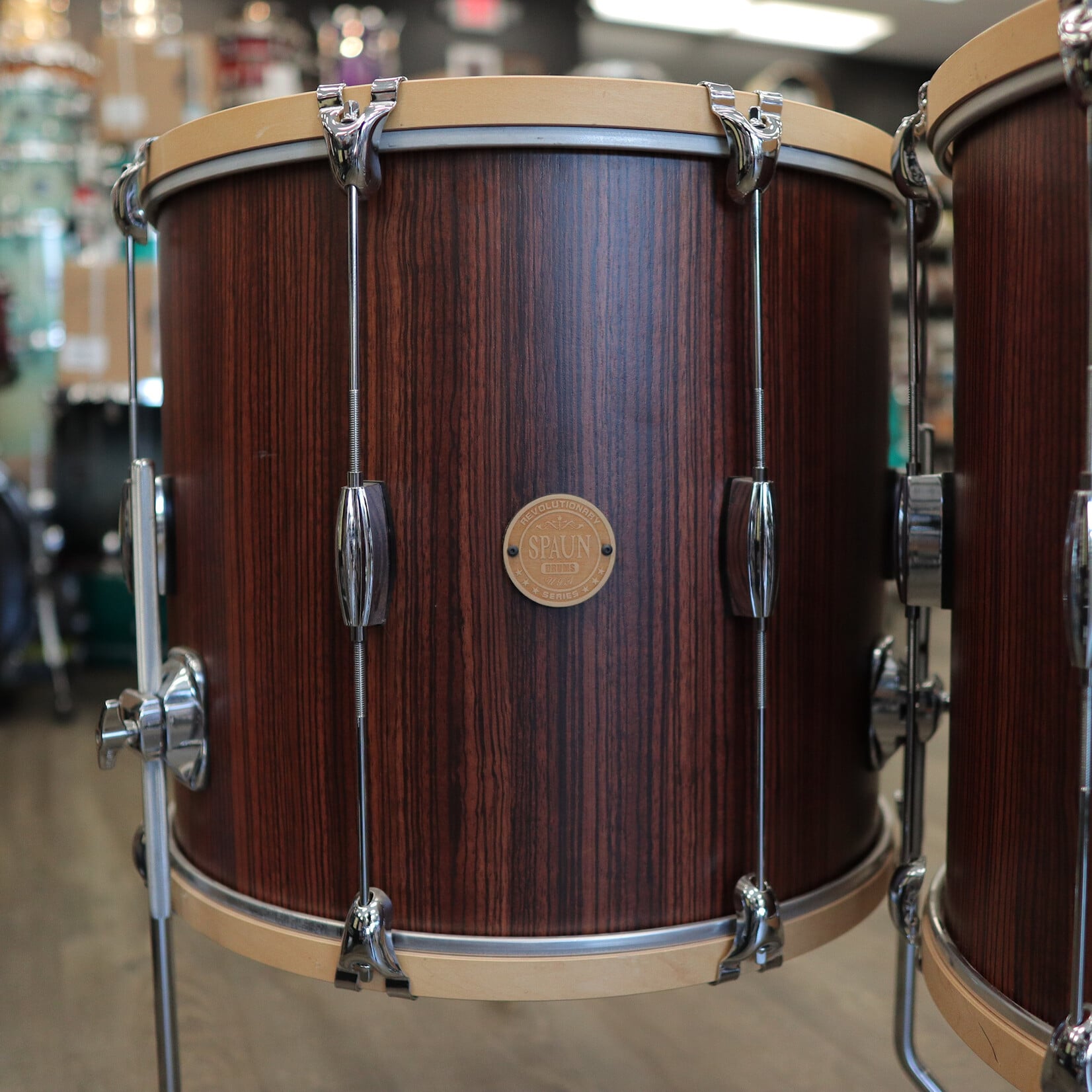 Spaun Used Spaun Revolutionary 4-Piece Maple Shell Pack 13/16/18/22 (Vertical Caramel Zebrawood)