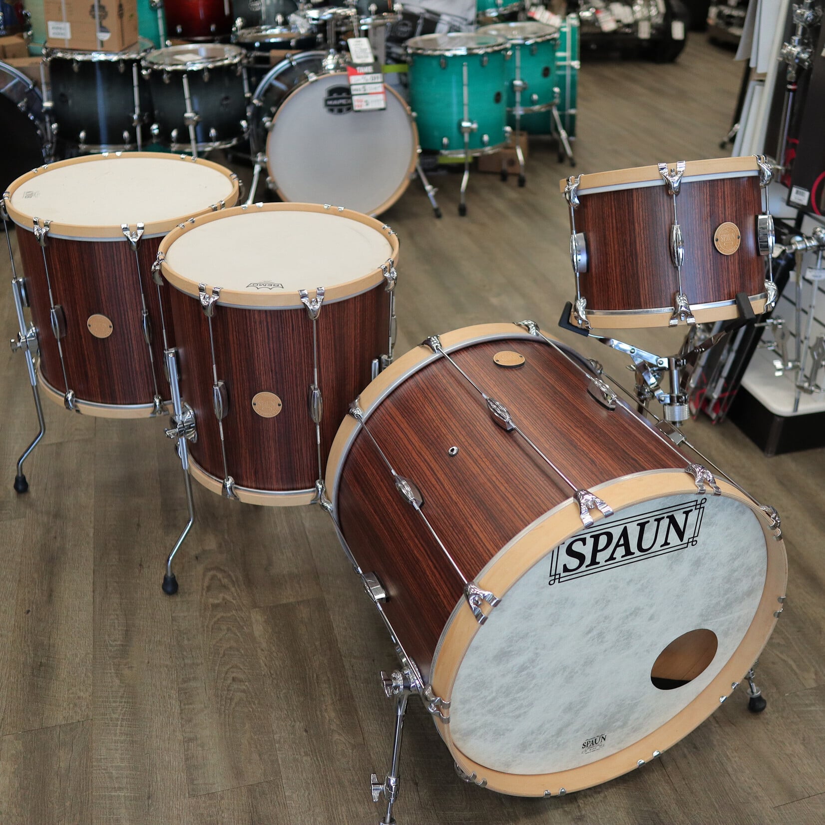 Spaun Used Spaun Revolutionary 4-Piece Maple Shell Pack 13/16/18/22 (Vertical Caramel Zebrawood)
