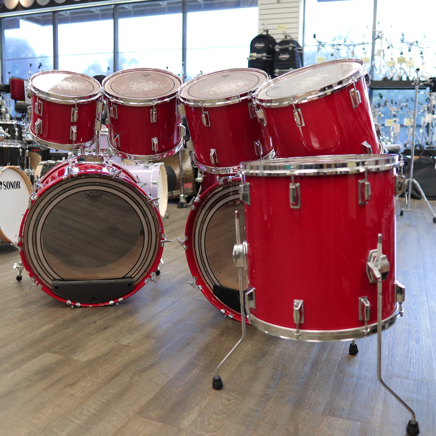 Pearl Pre-Owned Pearl World Series 7-PC Shell Pack 10/12/13/14/16/22/22 (Coral Red)