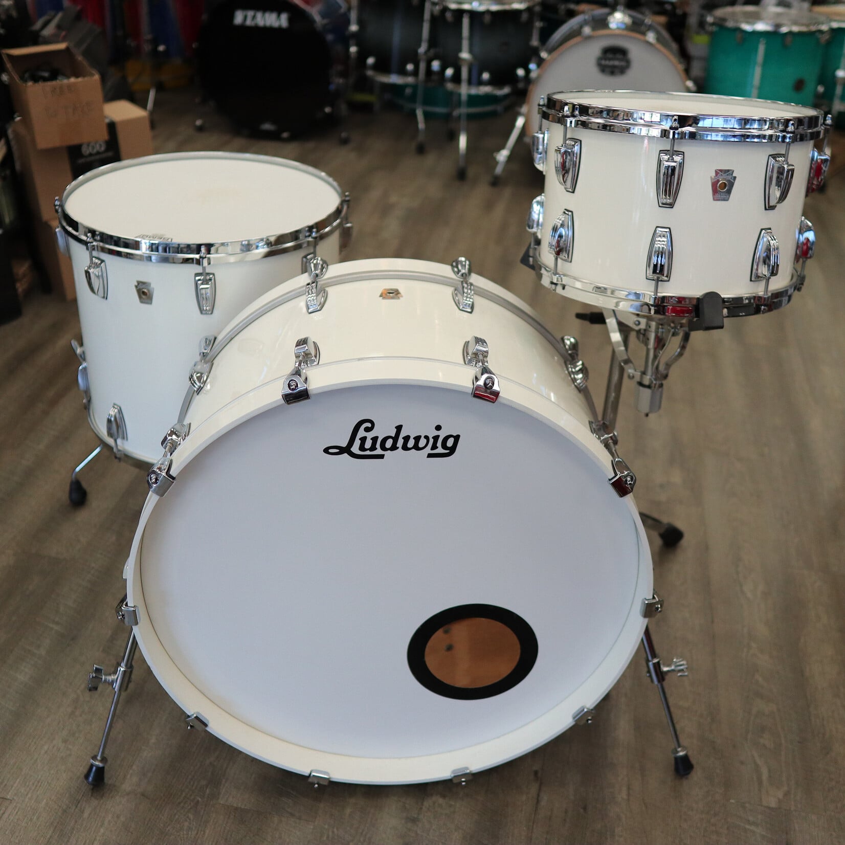 Ludwig Pre-Owned Custom 90s Ludwig Maple 3-Piece Shell Pack 14/18/26 w/ Re-Rings & Custom Bearing Edges
