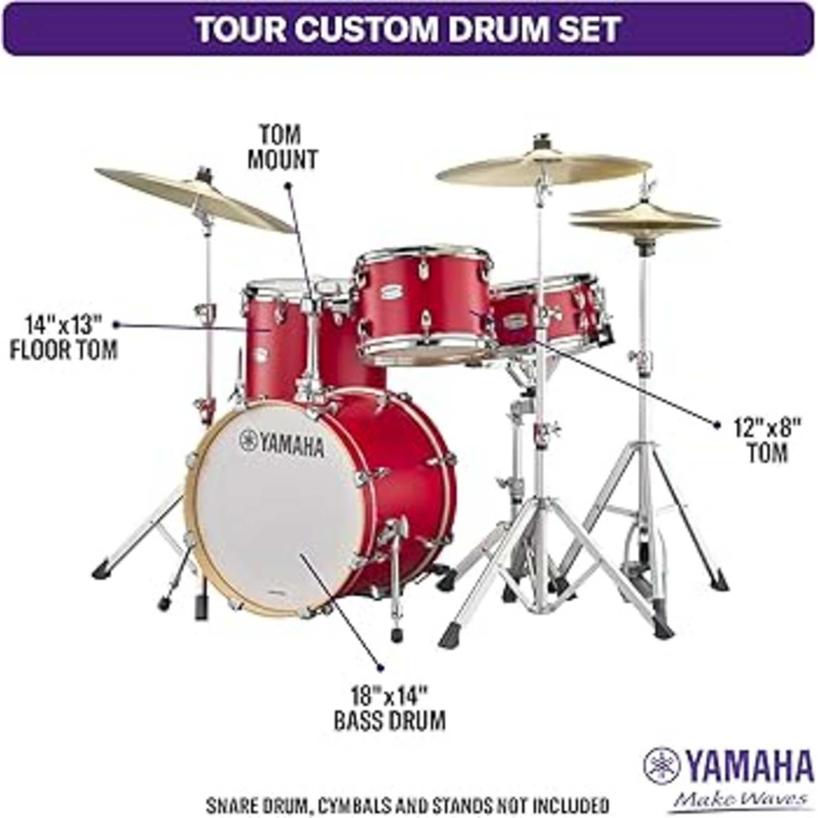 YAMAHA Yamaha Tour Custom 3-piece Shell Pack 18/12/14 (Candy Apple Satin) TMP8F3CAS