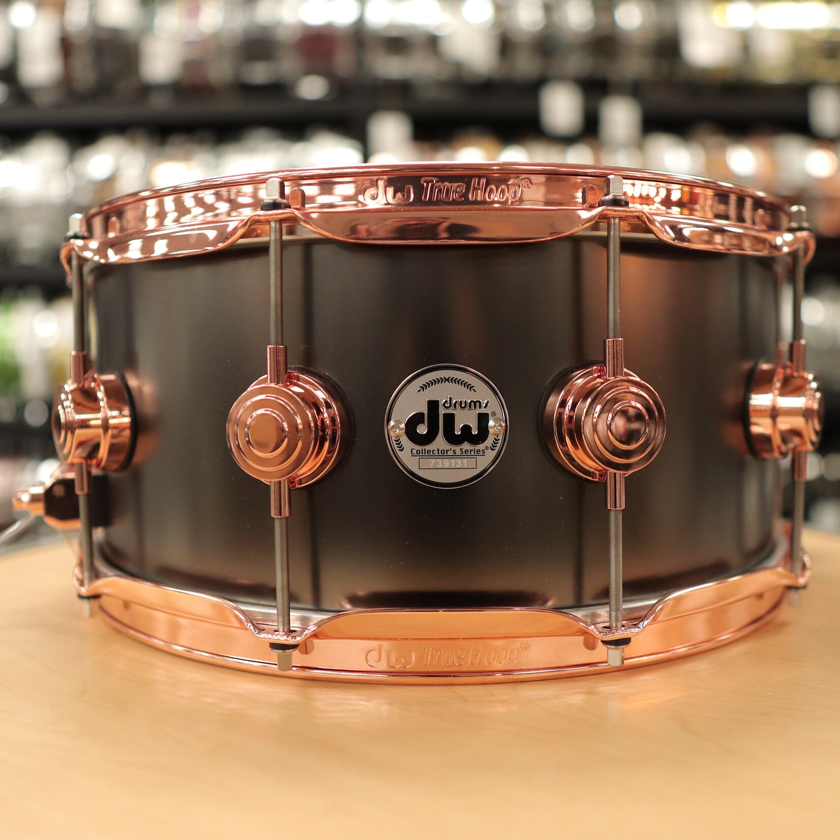 DW Pre-Owned DW Collector's Series 6.5x14" Satin Black Over Brass Snare Drum w/ Copper Hardware