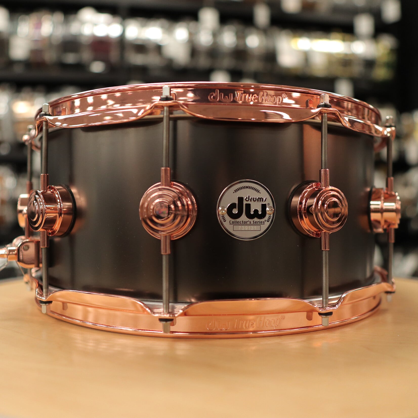 DW Pre-Owned DW Collector's Series 6.5x14" Satin Black Over Brass Snare Drum w/ Copper Hardware