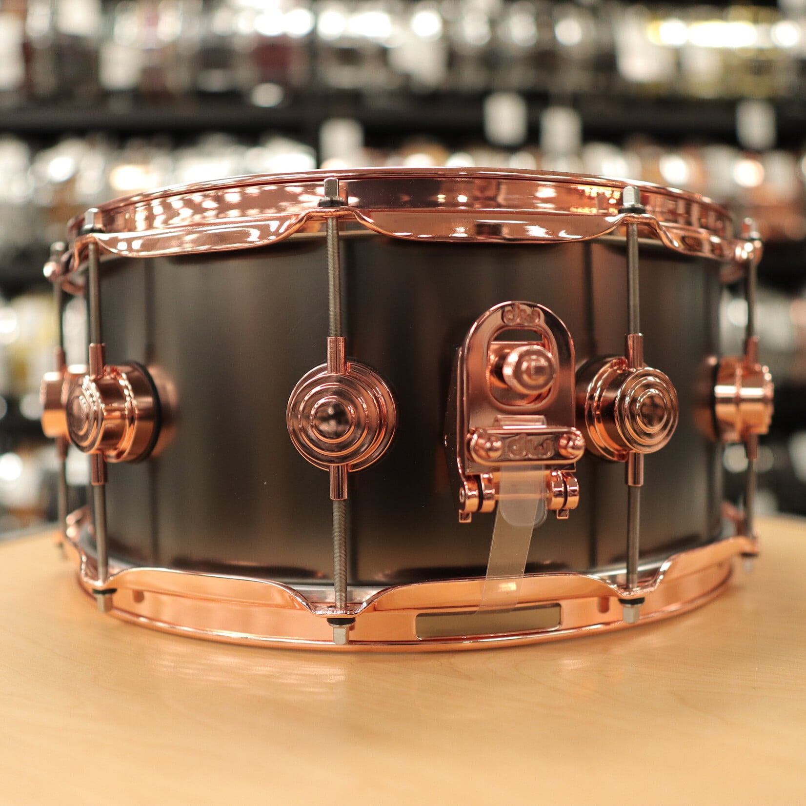 DW Pre-Owned DW Collector's Series 6.5x14" Satin Black Over Brass Snare Drum w/ Copper Hardware