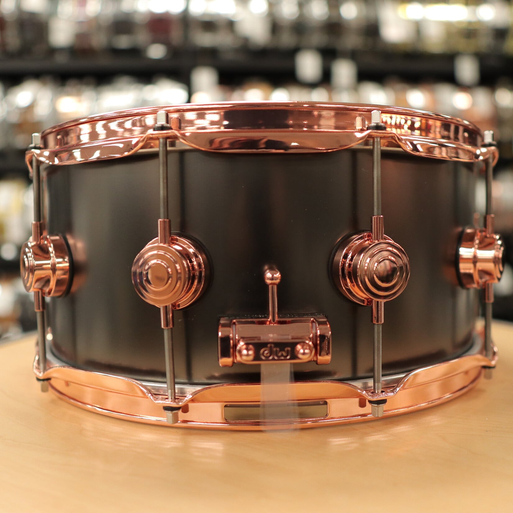 DW Pre-Owned DW Collector's Series 6.5x14" Satin Black Over Brass Snare Drum w/ Copper Hardware