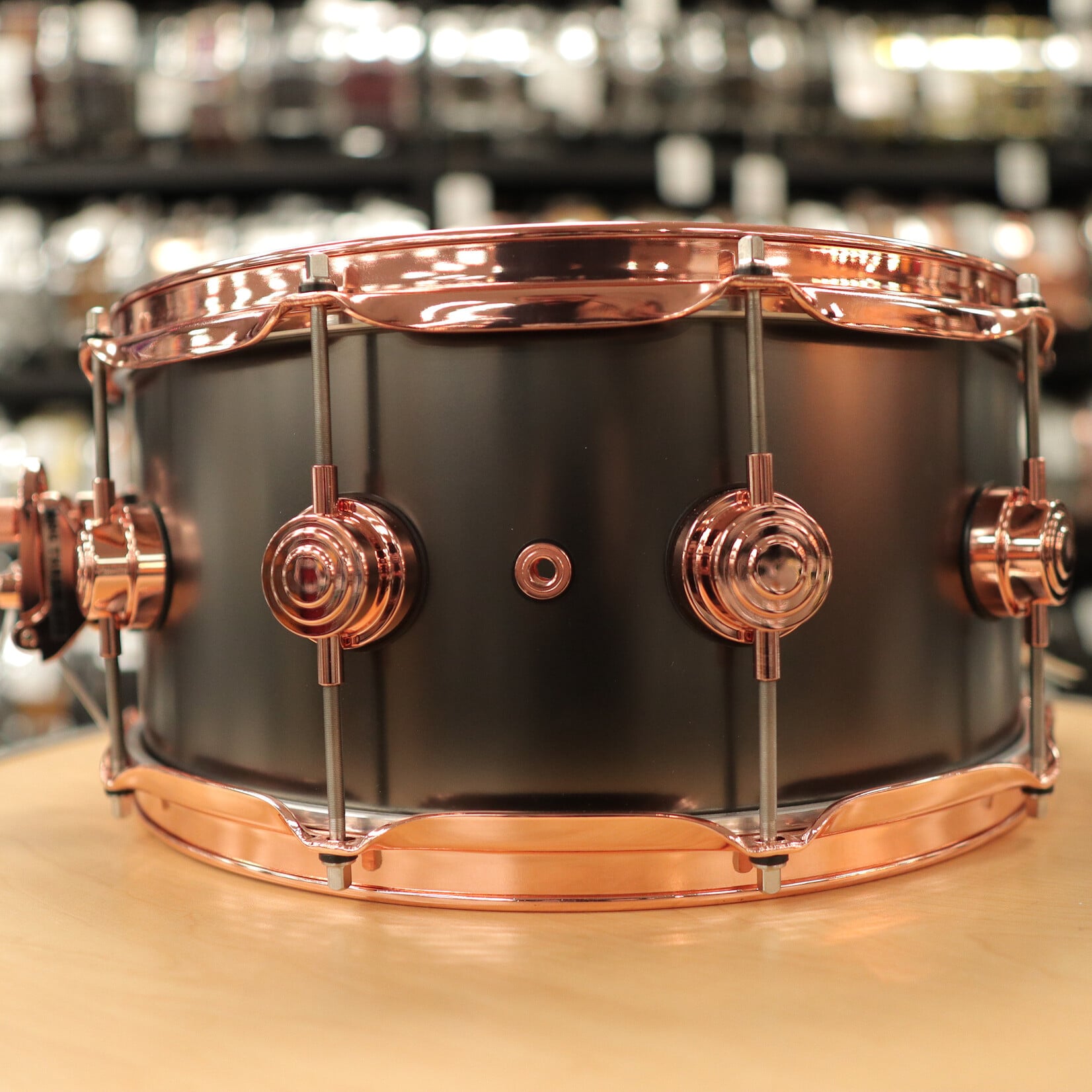 DW Pre-Owned DW Collector's Series 6.5x14" Satin Black Over Brass Snare Drum w/ Copper Hardware