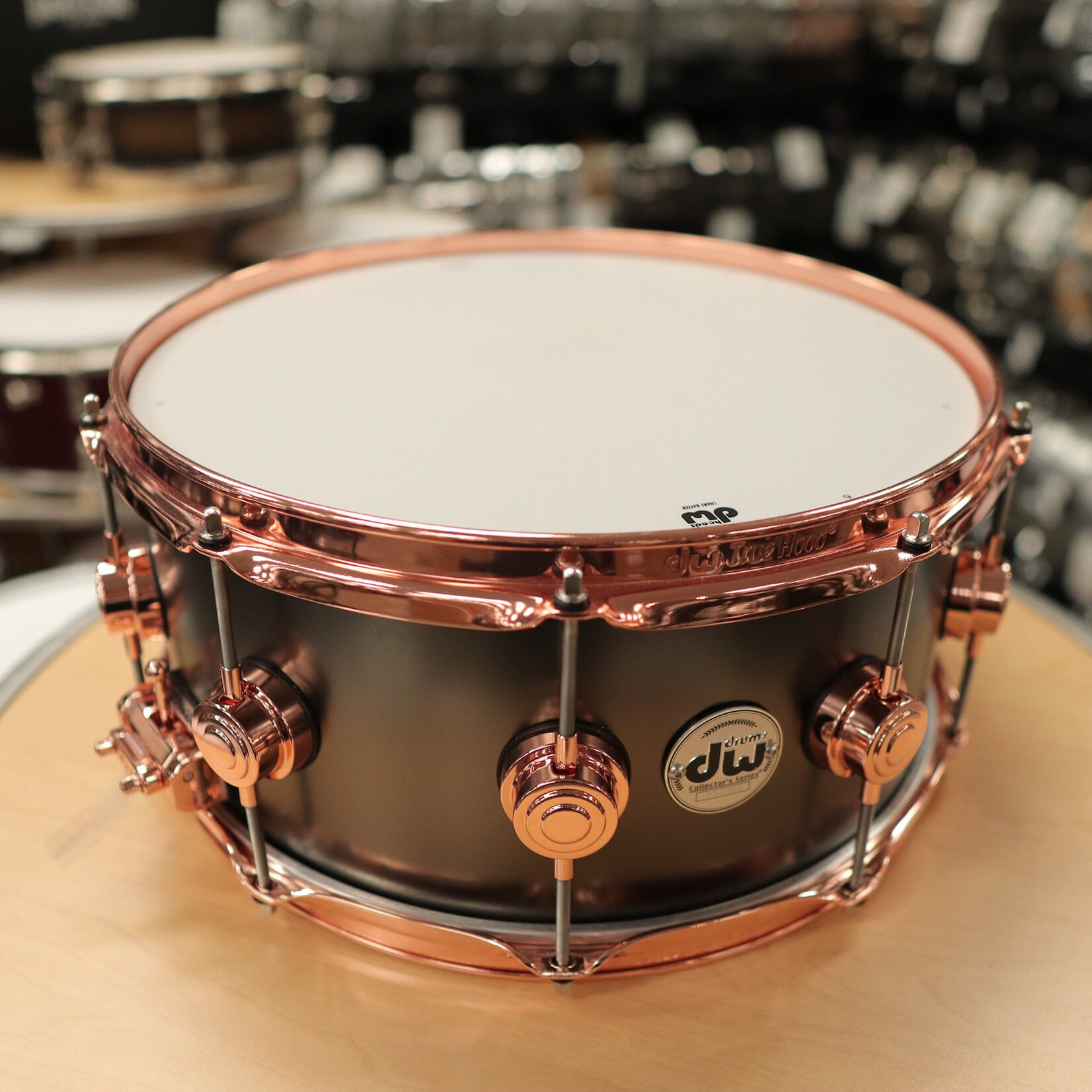 DW Pre-Owned DW Collector's Series 6.5x14" Satin Black Over Brass Snare Drum w/ Copper Hardware