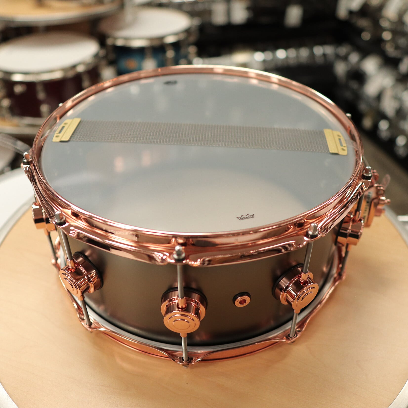 DW Pre-Owned DW Collector's Series 6.5x14" Satin Black Over Brass Snare Drum w/ Copper Hardware