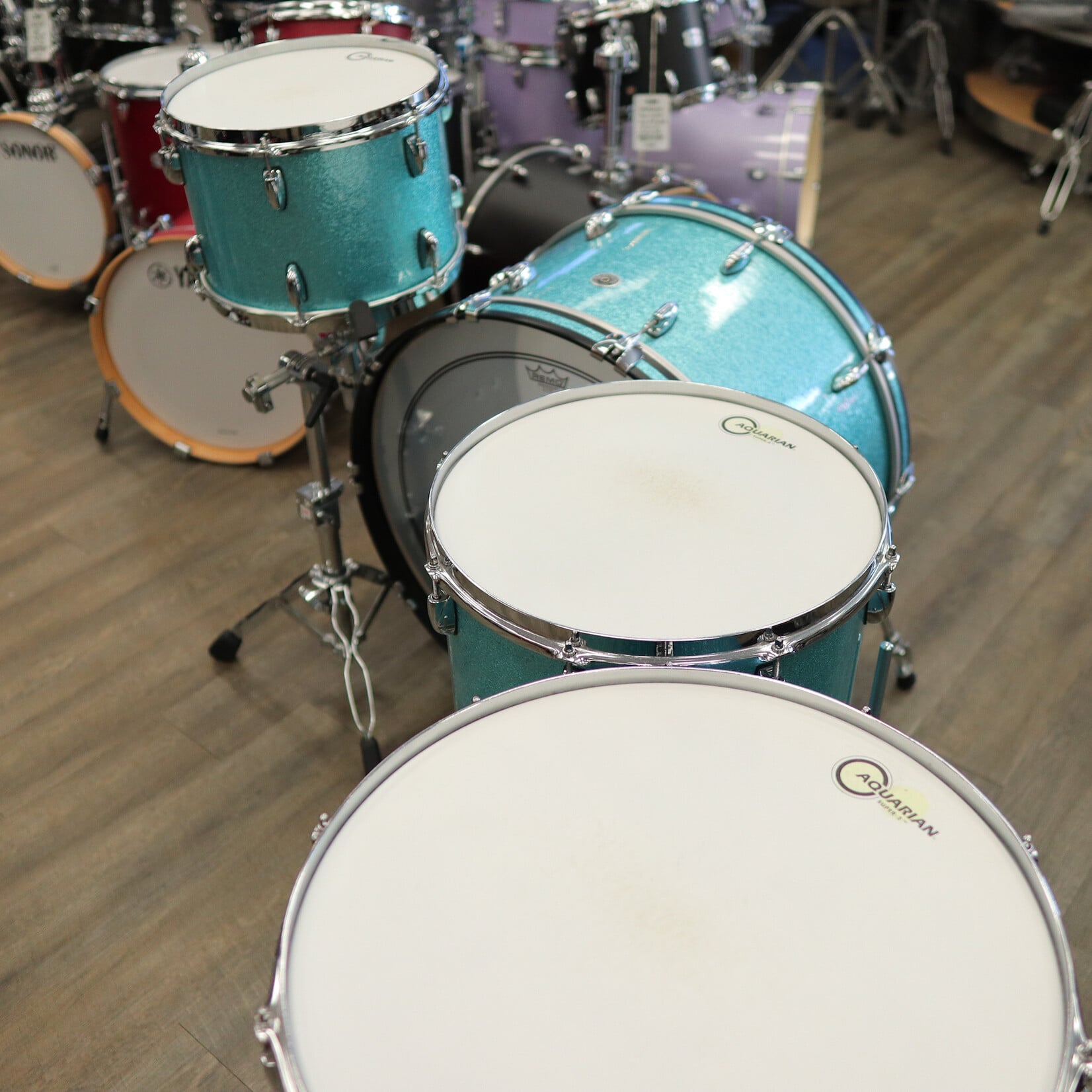 Gretsch Pre-Owned Gretsch Brooklyn 4-Piece Shell Pack 13/16/18/26 (Turquoise Sparkle)