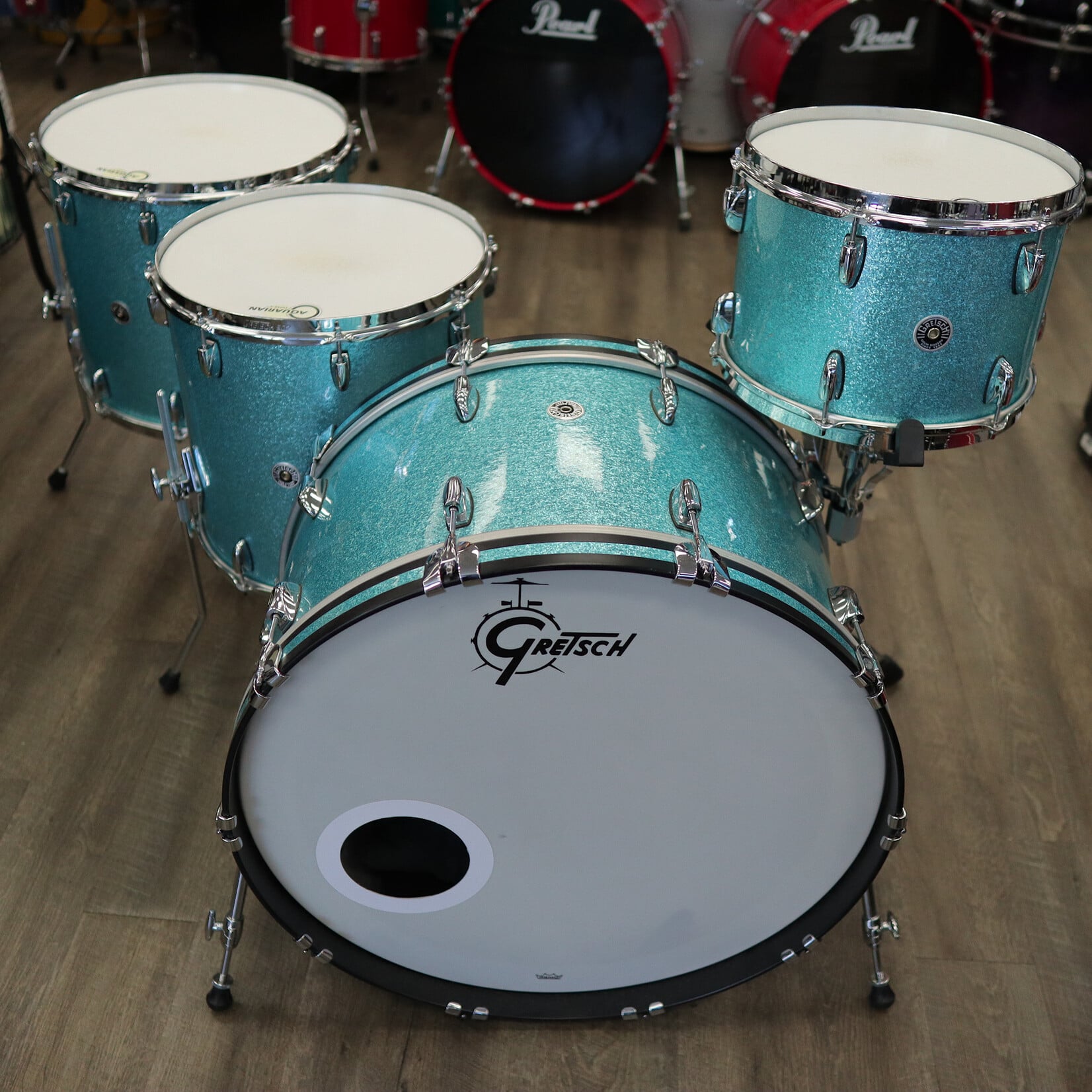 Gretsch Pre-Owned Gretsch Brooklyn 4-Piece Shell Pack 13/16/18/26 (Turquoise Sparkle)