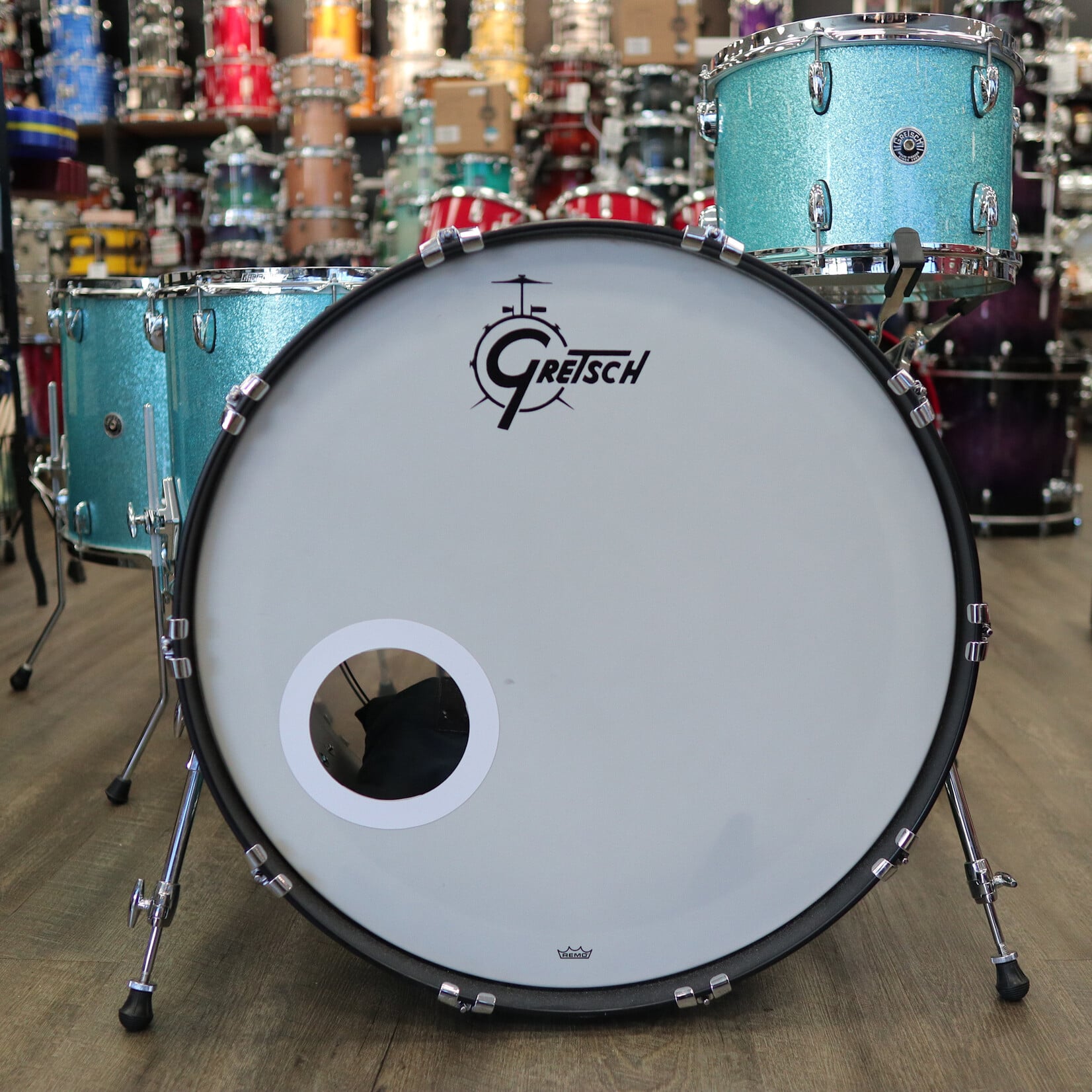 Gretsch Pre-Owned Gretsch Brooklyn 4-Piece Shell Pack 13/16/18/26 (Turquoise Sparkle)