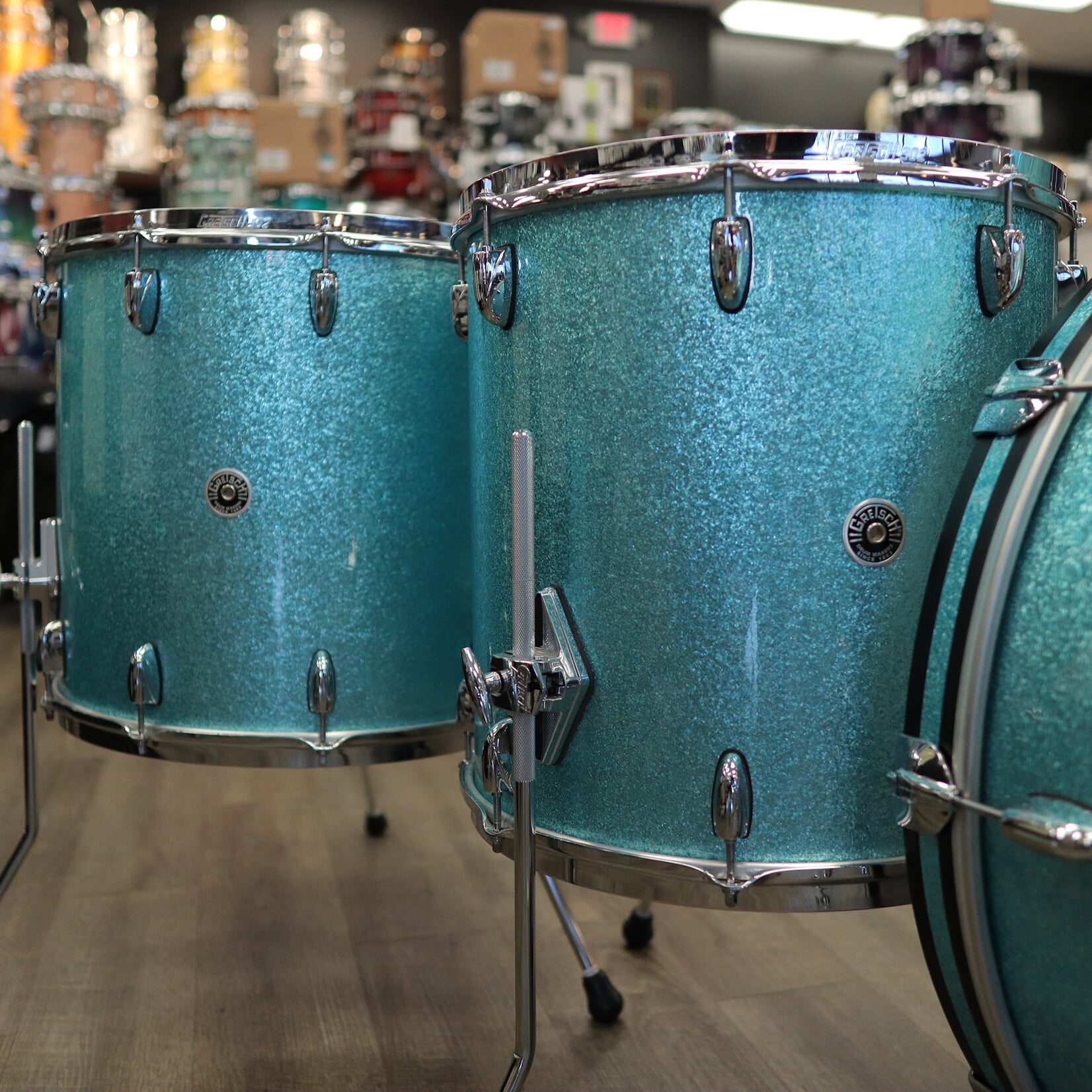 Gretsch Pre-Owned Gretsch Brooklyn 4-Piece Shell Pack 13/16/18/26 (Turquoise Sparkle)