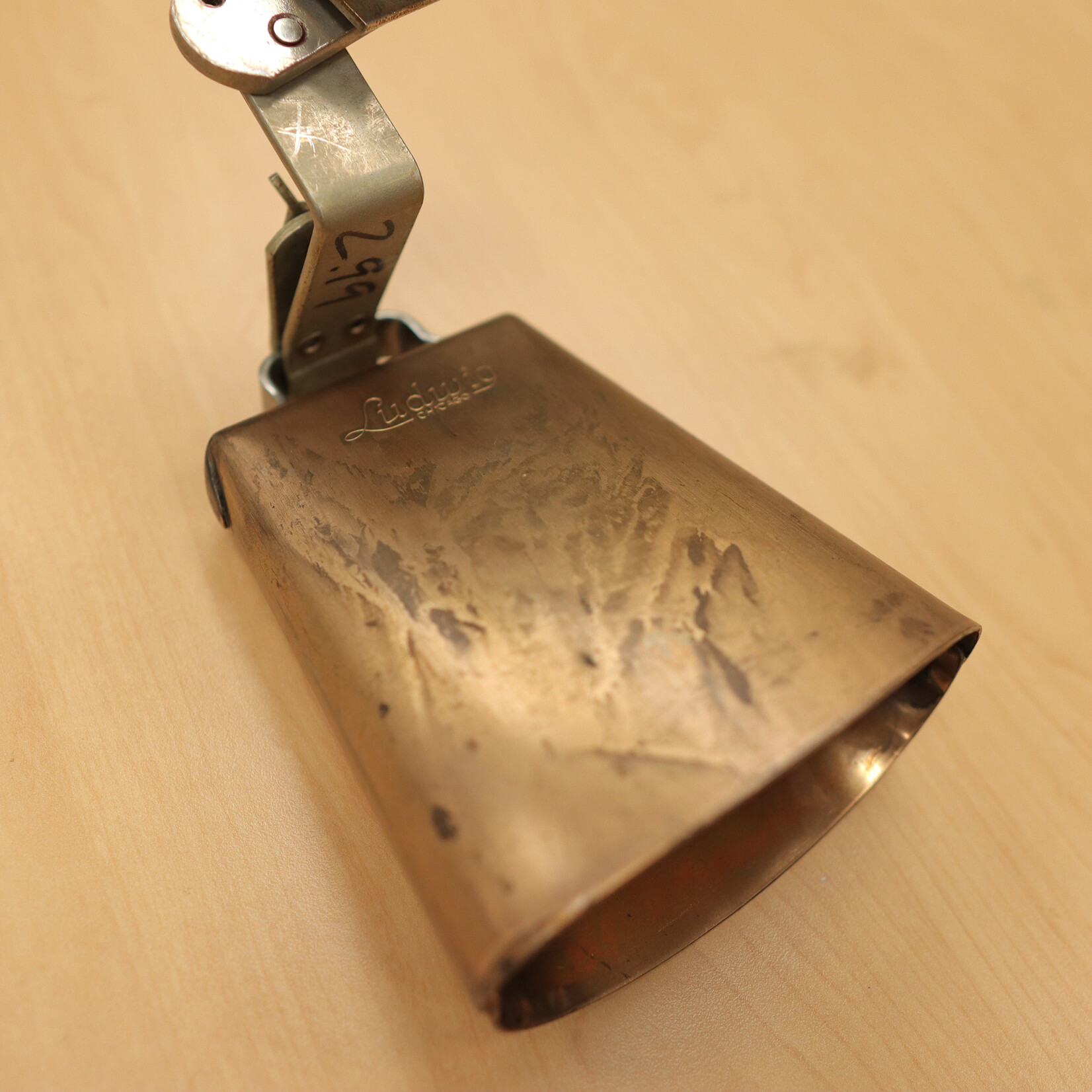 Ludwig Vintage 1960s Ludwig Gold Tone Script Logo 5" Cowbell w/ Mount