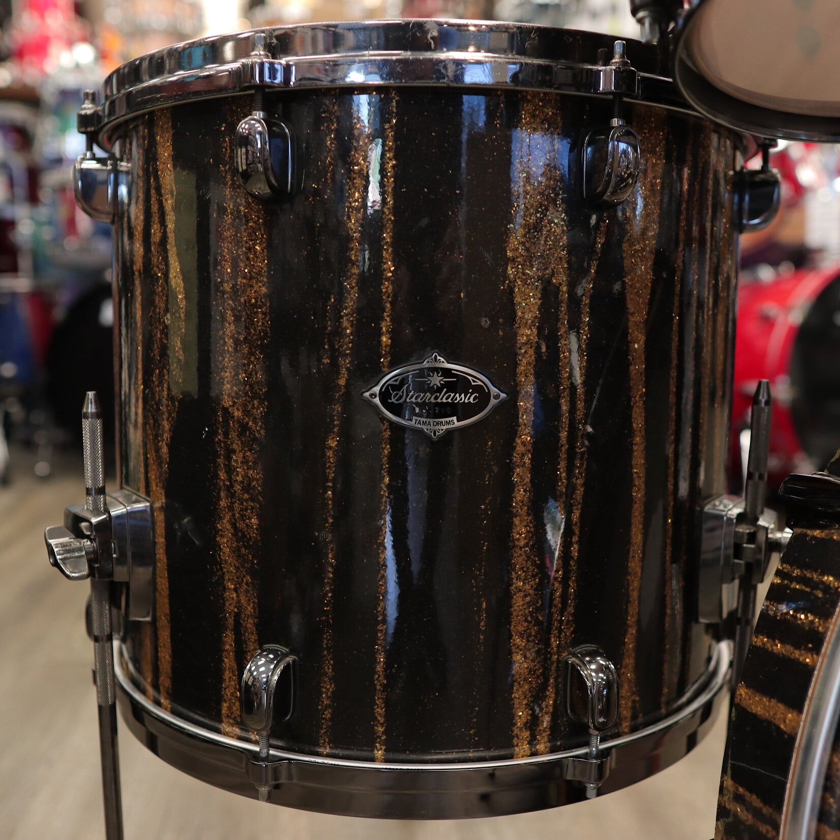 Tama Pre-Owned Tama Starclassic Birch/ Bubinga 5-Piece Shell Pack 8/10/12/16/22 (Yellowed "Black Clouds Silver Linings" Wrap)