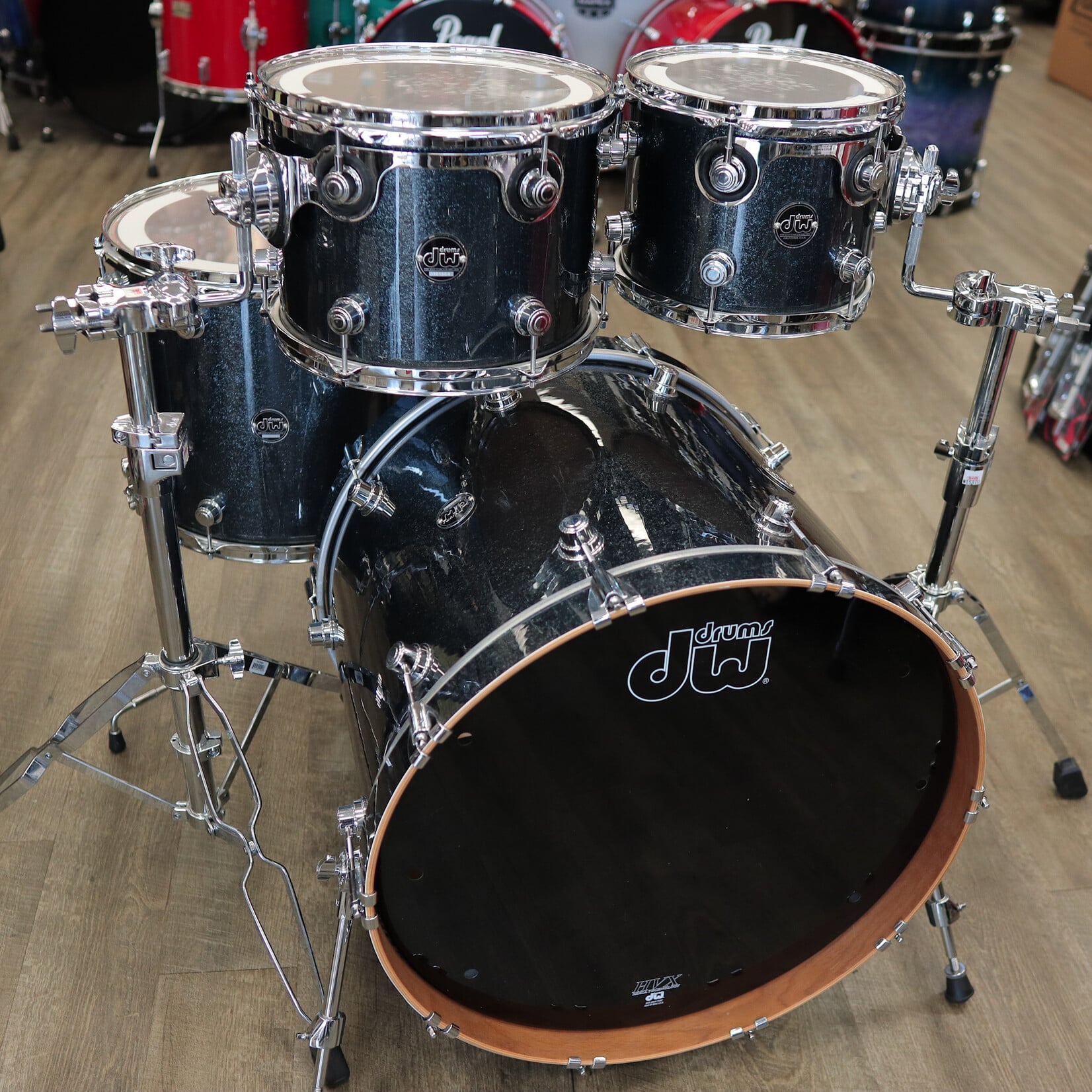 DW Like-New DW "Limited Edition" Performance Series 4-Piece Cherry Shell Pack 22/10/12/16 (Black Sparkle)