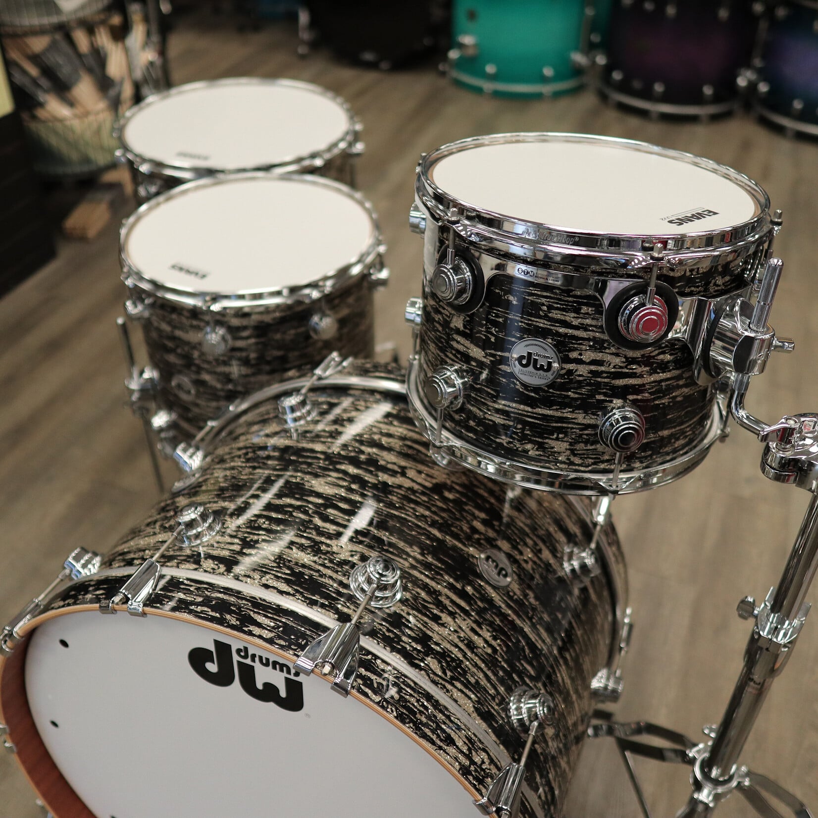 DW Pre-Owned DW Collector's Series Maple-Mahogany 4-Piece Shell Pack 12/14/16/24 (Black Oyster Glass)