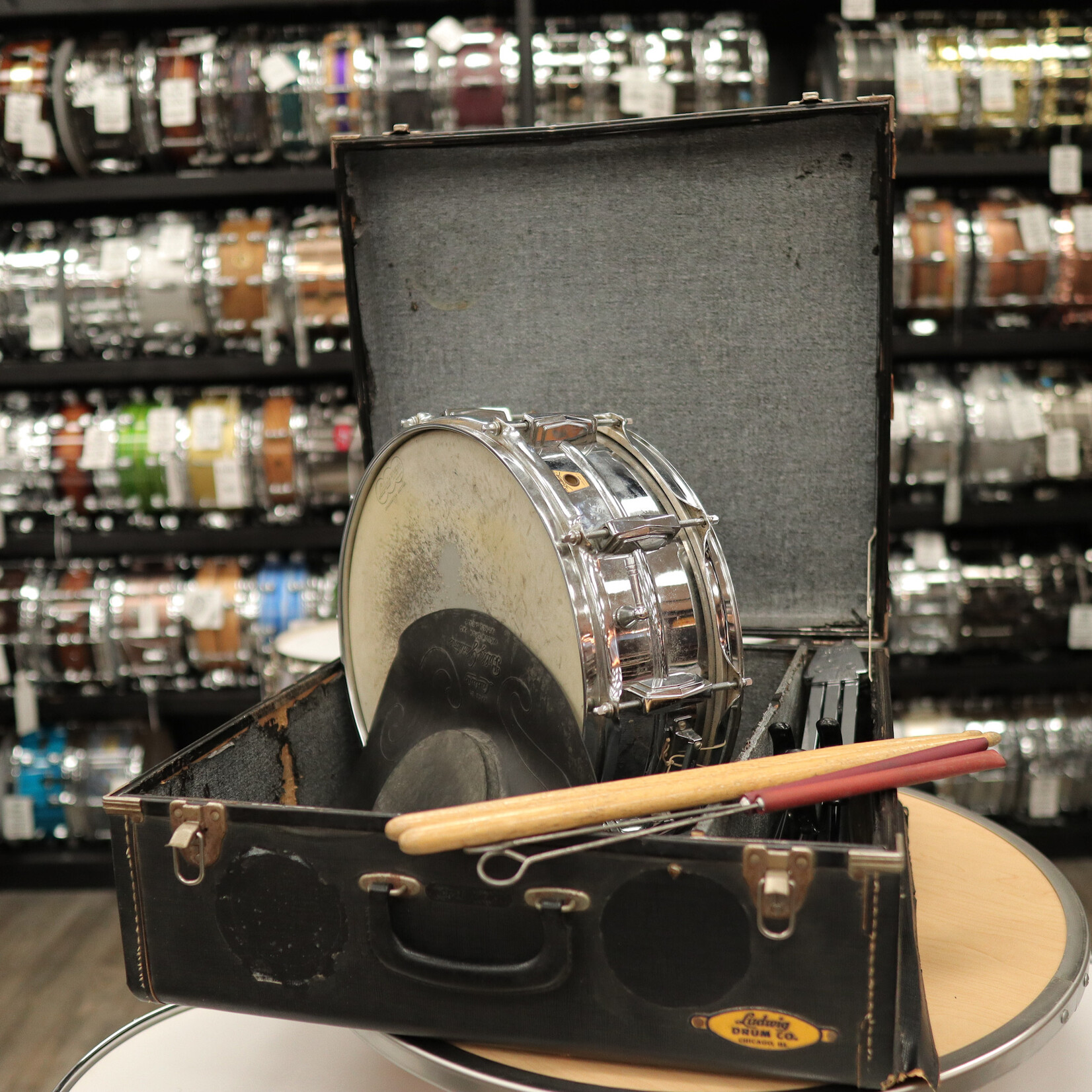 Ludwig Vintage 60s Ludwig 5x14" Supraphonic Snare Drum w/  Case, Brushes, Sticks, Ludwig/Gladstone Pad, & WFL Stand