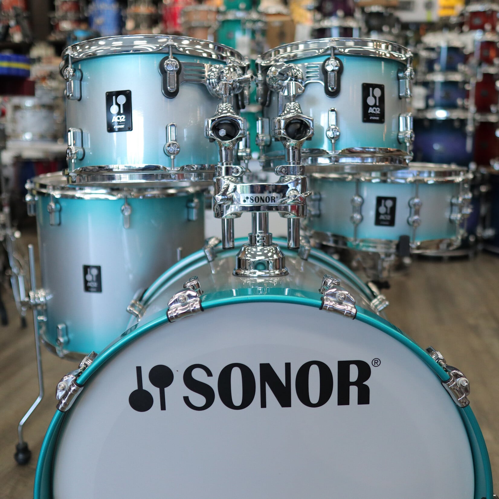 Sonor Pre-Owned Sonor AQ2 5-Piece Shell Pack 10/12/16/22/14sn (Aqua Silver Burst)