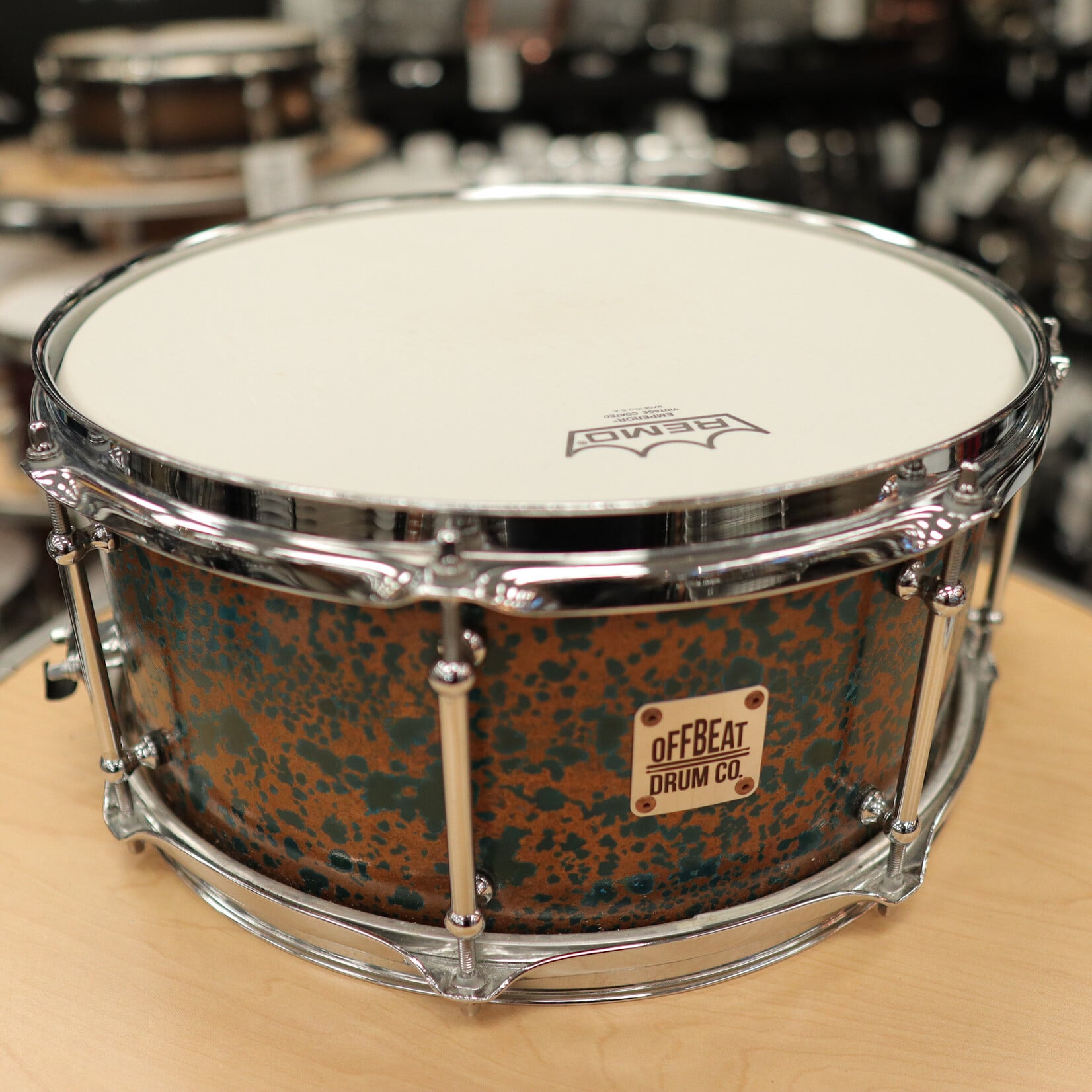 Offbeat Drum Co. Pre-Owned Offbeat Drum Co. 6.5x14" Copper Snare Drum w/ Maple Edges