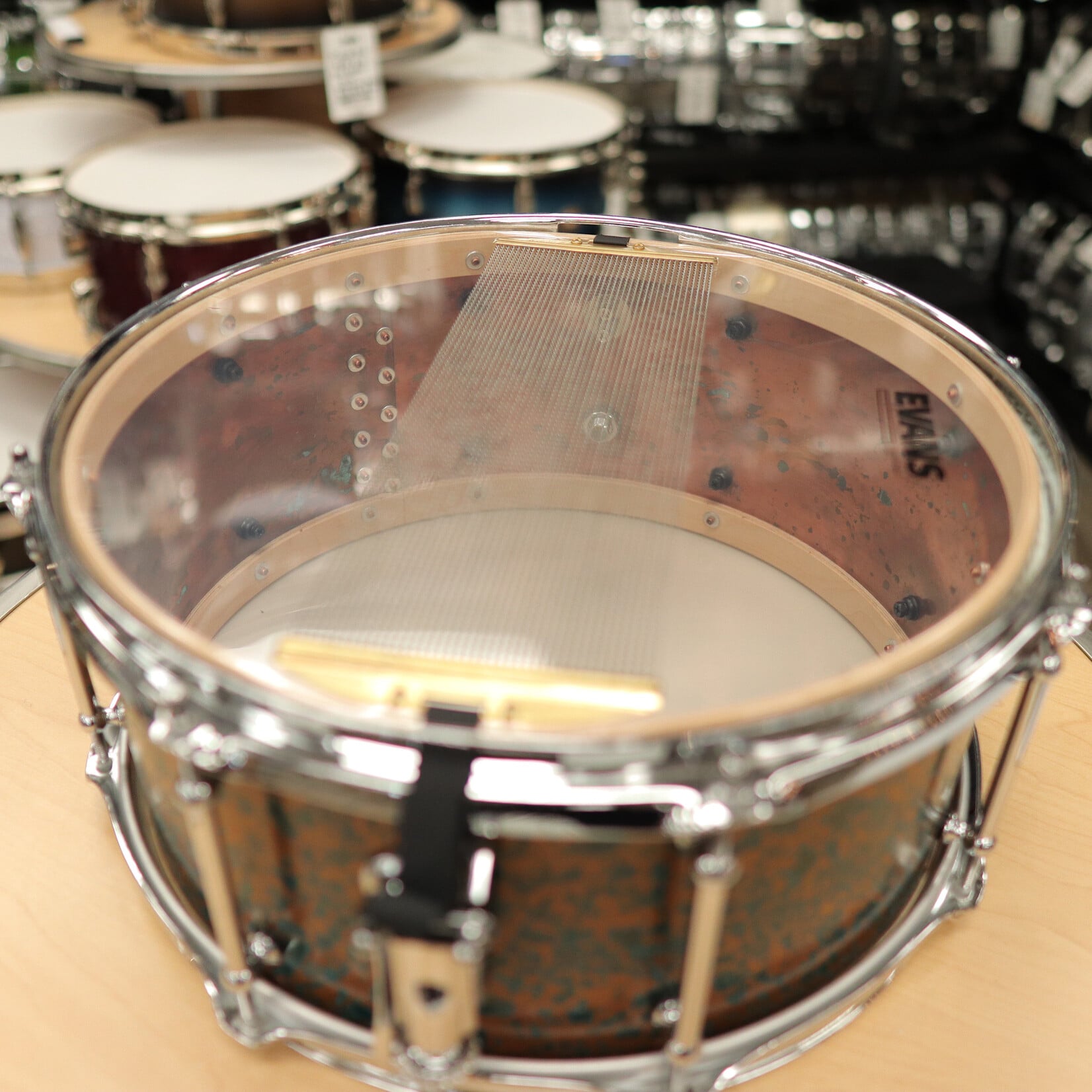 Offbeat Drum Co. Pre-Owned Offbeat Drum Co. 6.5x14" Copper Snare Drum w/ Maple Edges