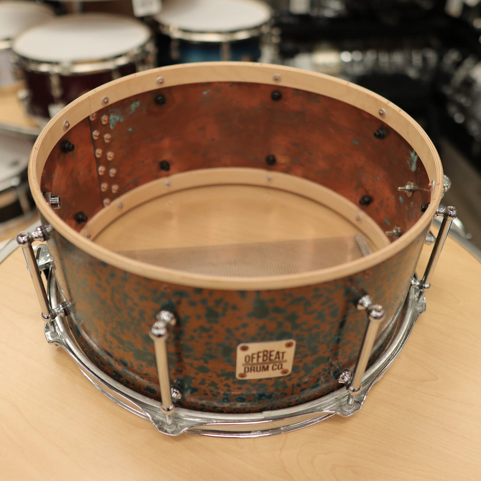 Offbeat Drum Co. Pre-Owned Offbeat Drum Co. 6.5x14" Copper Snare Drum w/ Maple Edges