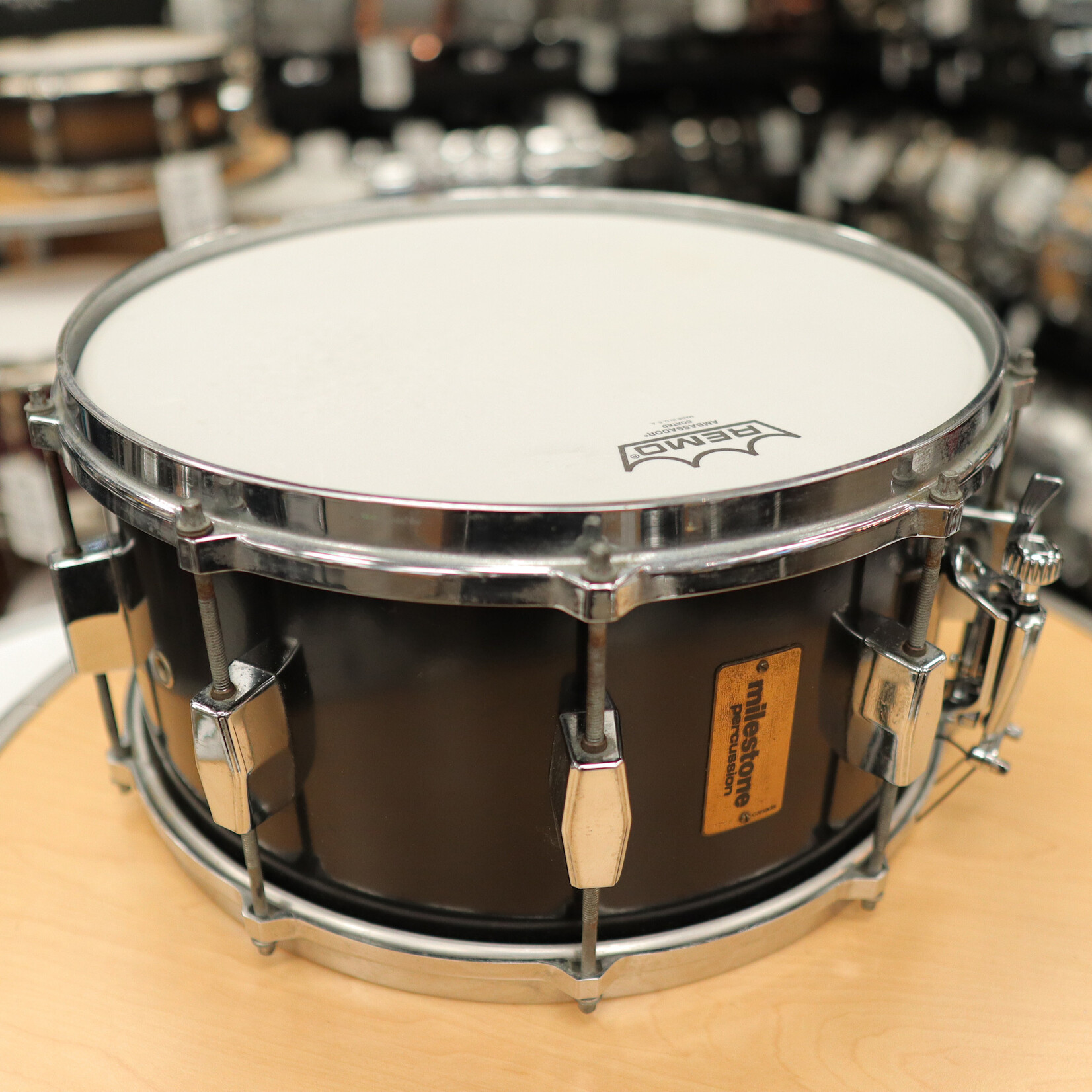 Milestone Percussion Vintage Milestone Percussion 7x14" Fiberglass Composite Snare Drum (Black)