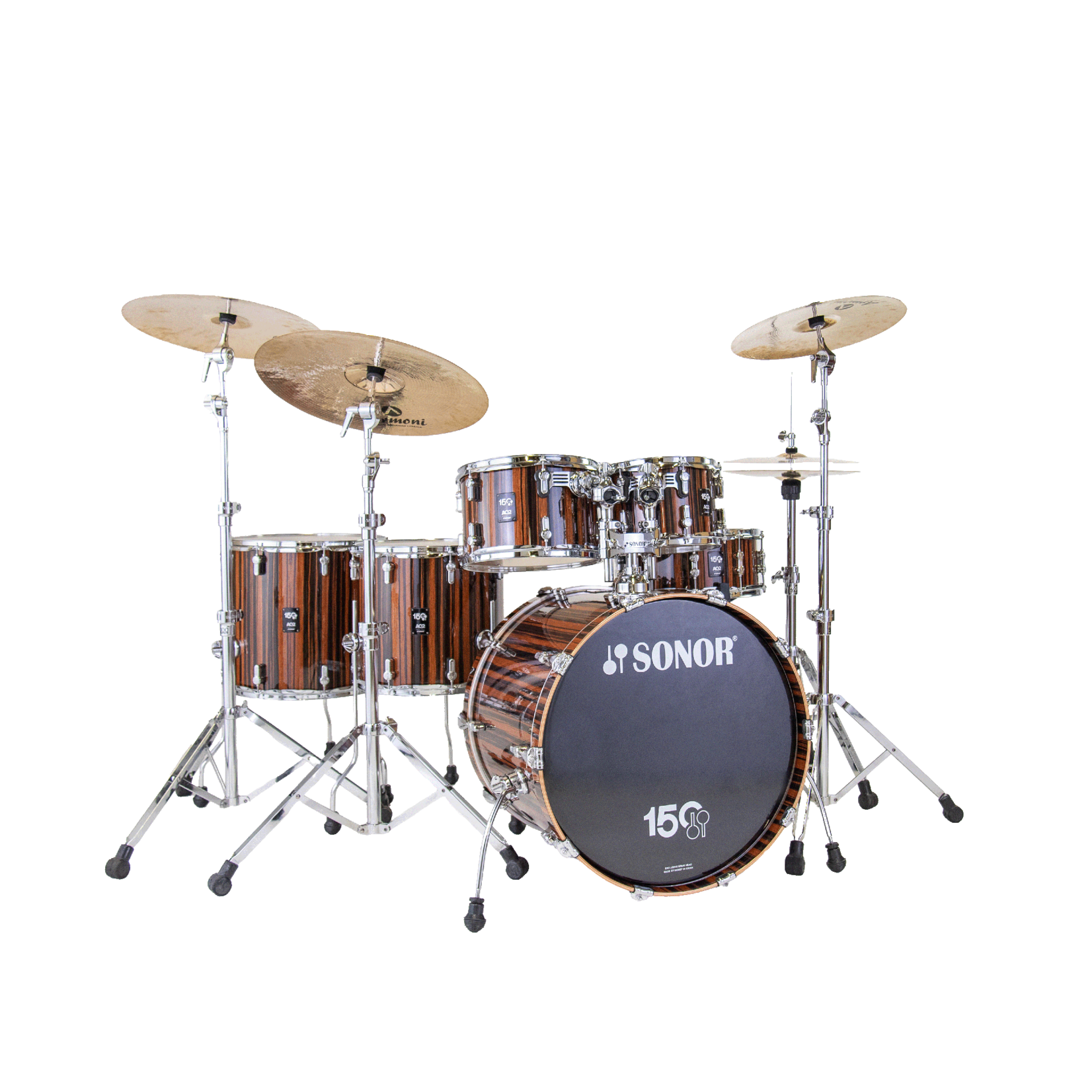Sonor Sonor AQ2 150th Anniversary 6-Piece Maple Shell Pack 10/12/14/16/22/14sn (Ebony Replica Veneer)