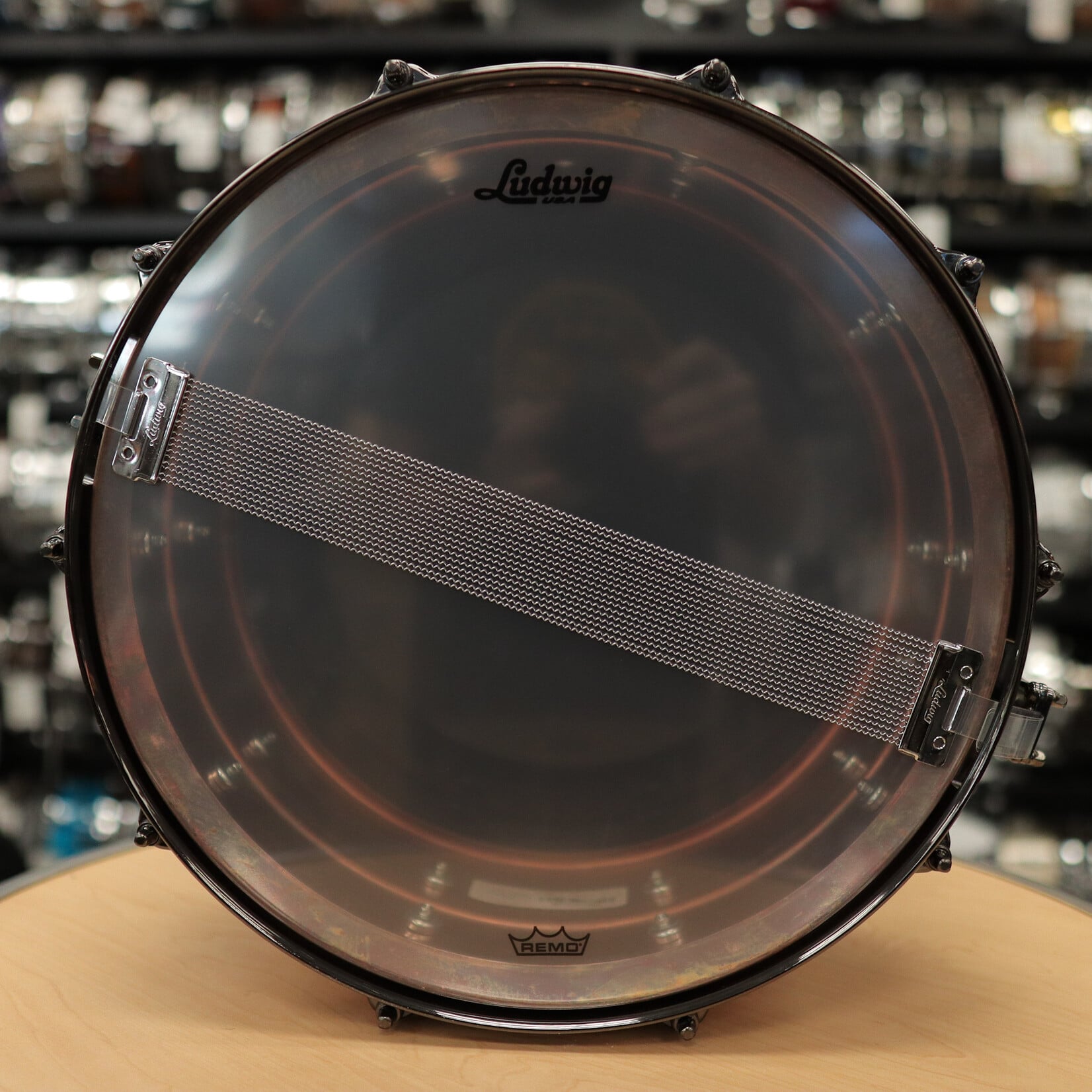 Ludwig Ludwig 6.5x14" Raw Hammered Copperphonic  With Black Hardware And Black Die-Cast Hoops LC663CKWMDBLK