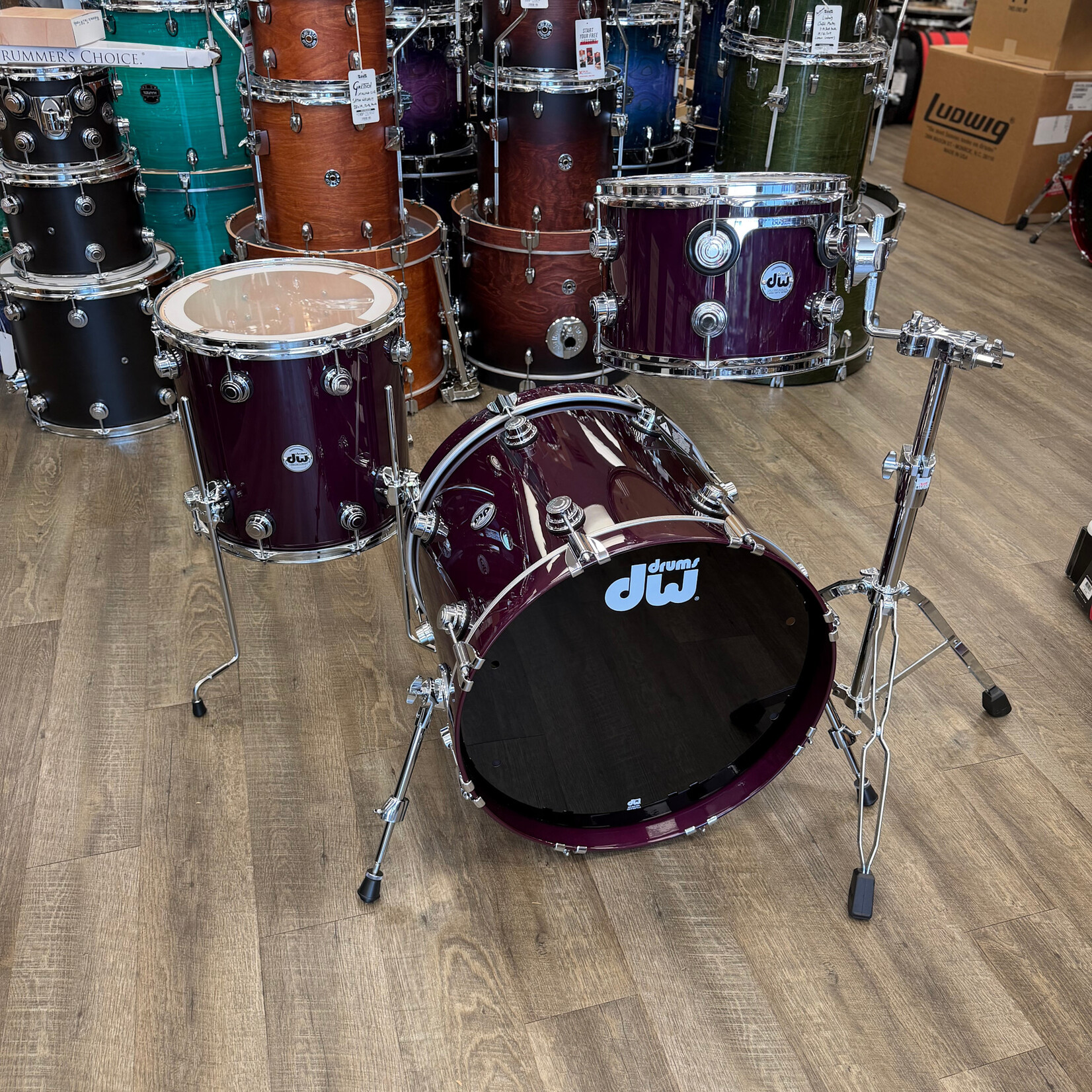 DW DW Collector's Series "333" Maple 3-Piece Shell Pack 20/12/14" (Transparent Candy Purple w/ Chrome Hardware)