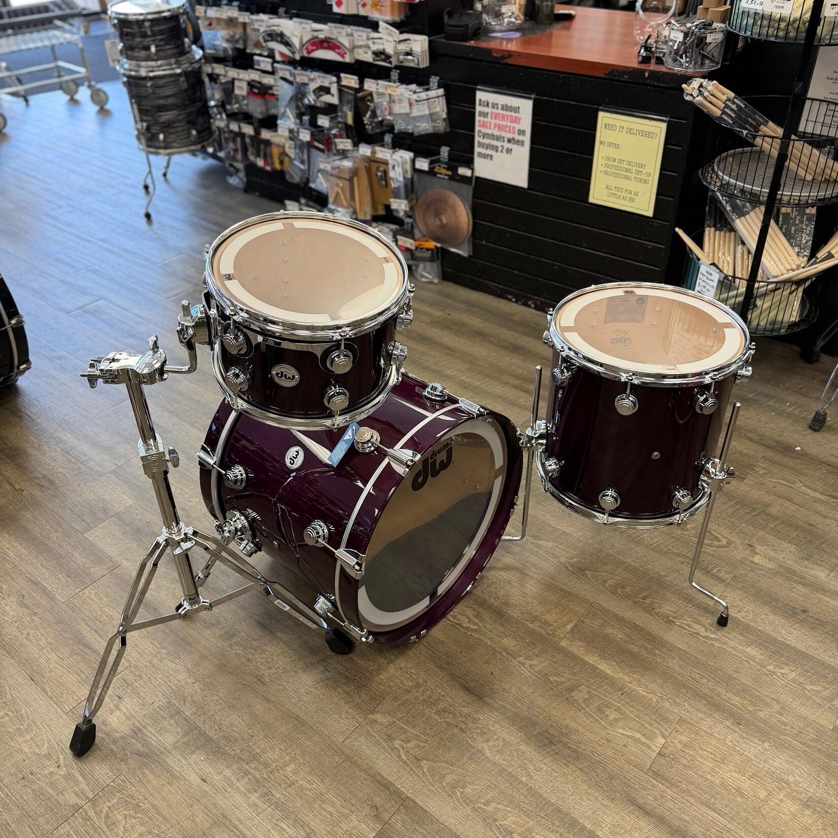 DW DW Collector's Series "333" Maple 3-Piece Shell Pack 20/12/14" (Transparent Candy Purple w/ Chrome Hardware)