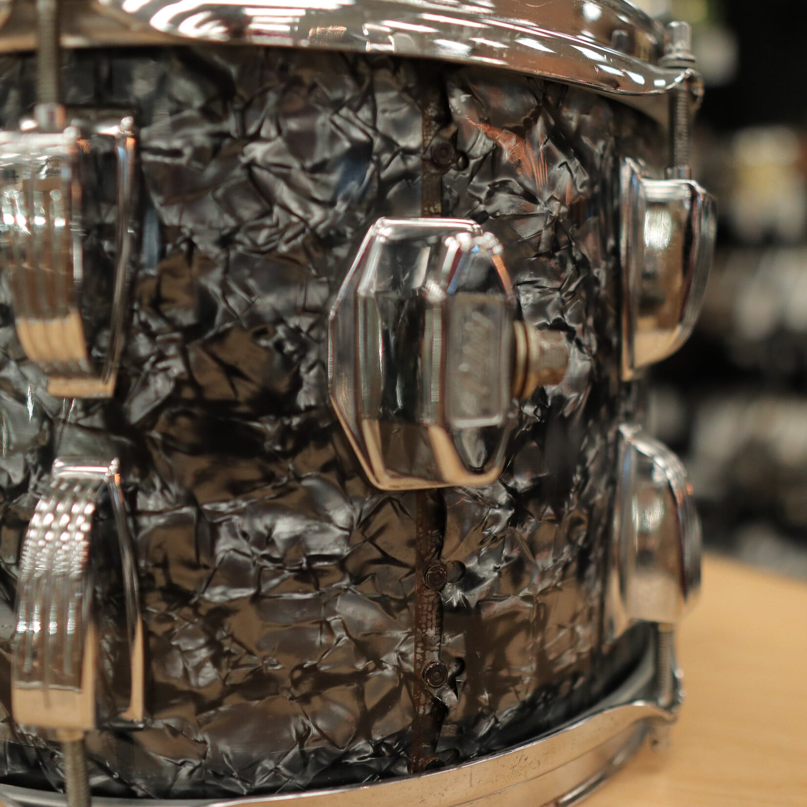 Ludwig Vintage Late 70s Ludwig 8x12" 6-Ply Maple/Poplar Tom (Black Diamond Pearl)