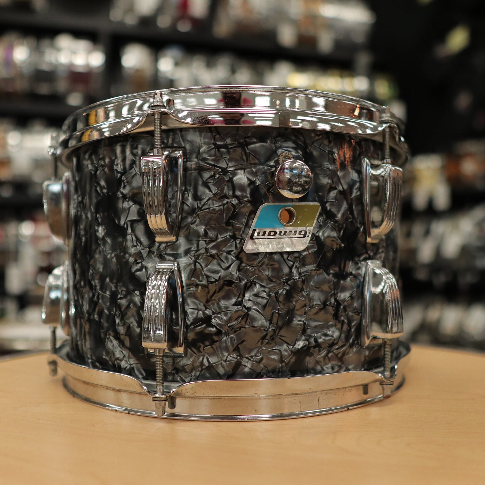Ludwig Vintage Late 70s Ludwig 8x12" 6-Ply Maple/Poplar Tom (Black Diamond Pearl)