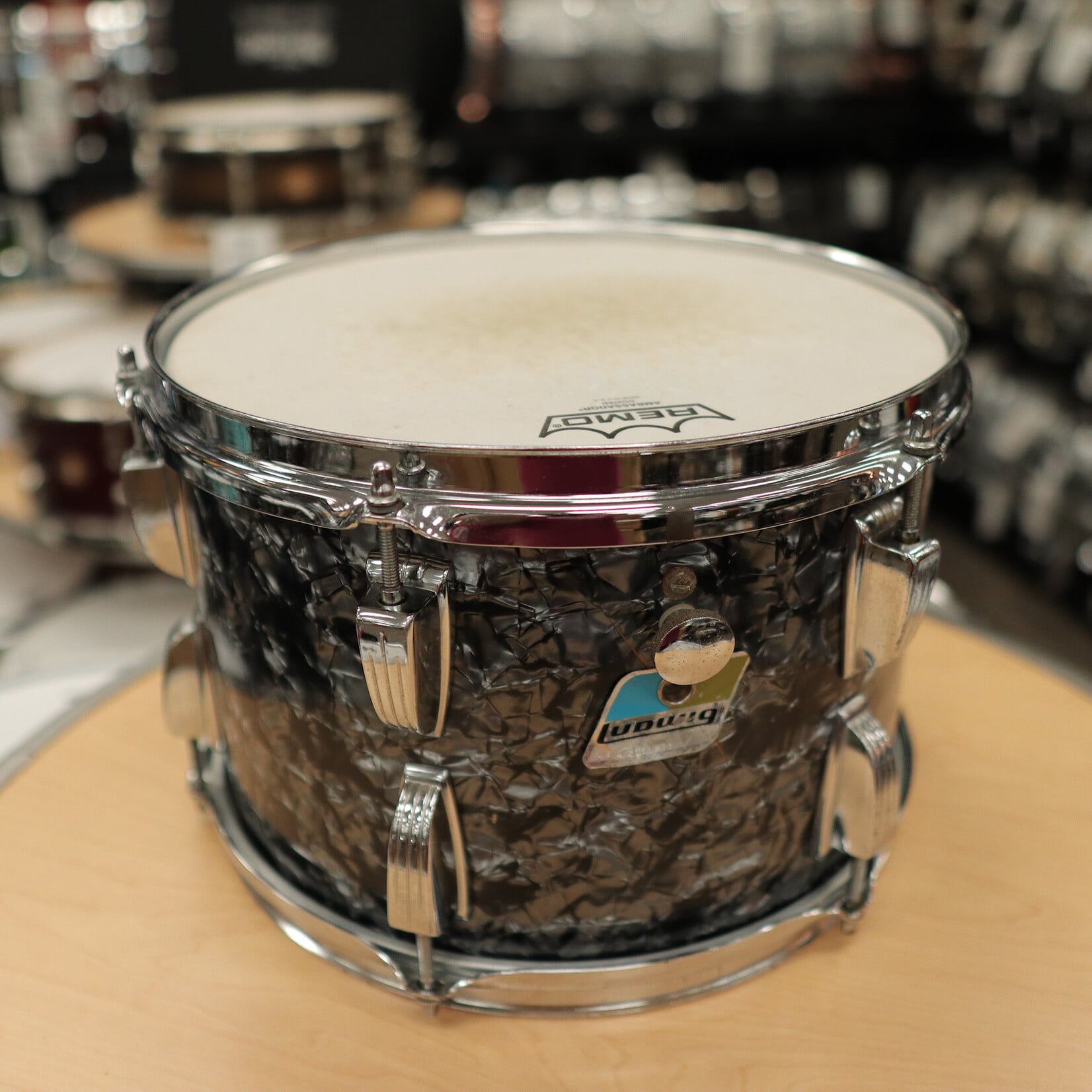 Ludwig Vintage Late 70s Ludwig 8x12" 6-Ply Maple/Poplar Tom (Black Diamond Pearl)