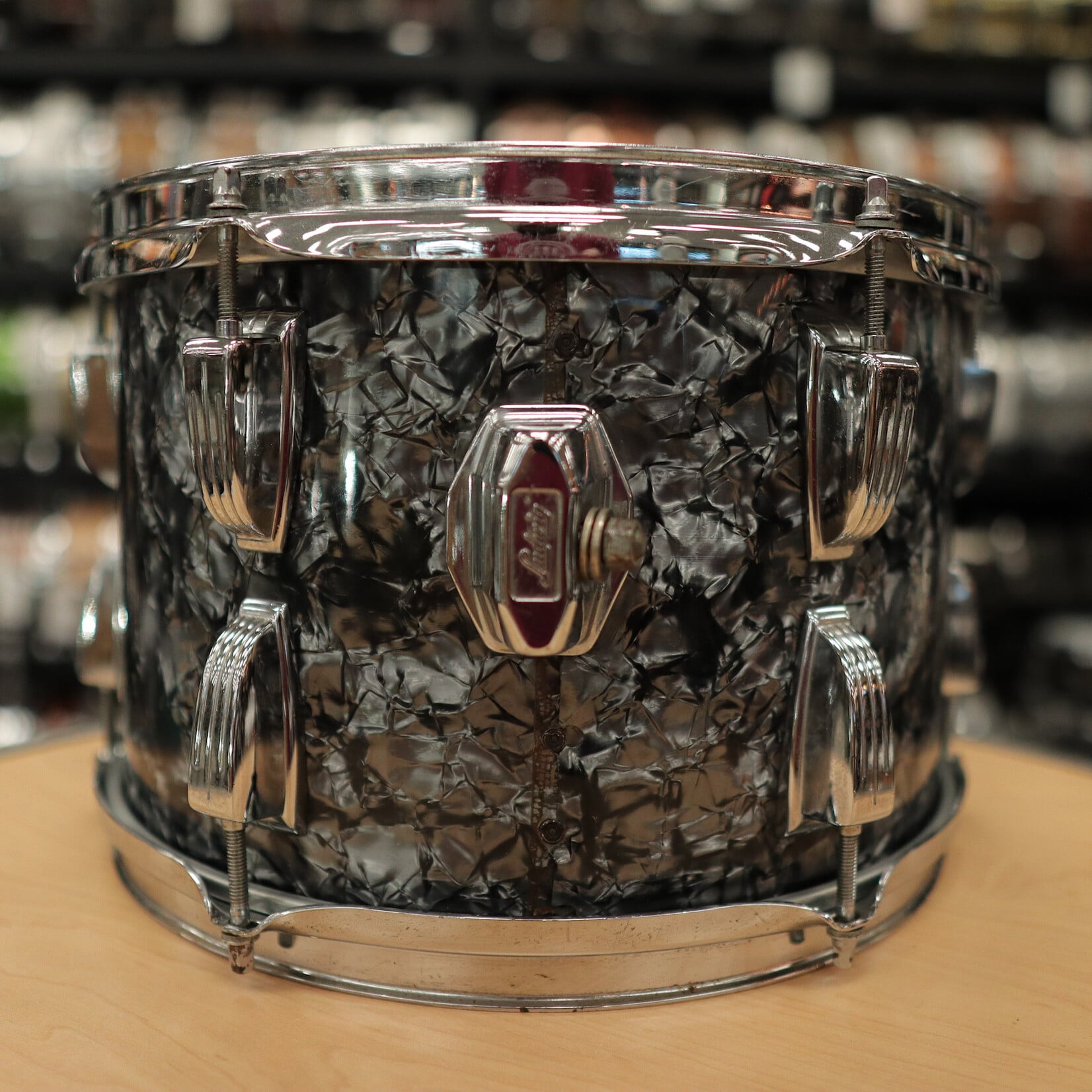 Ludwig Vintage Late 70s Ludwig 8x12" 6-Ply Maple/Poplar Tom (Black Diamond Pearl)