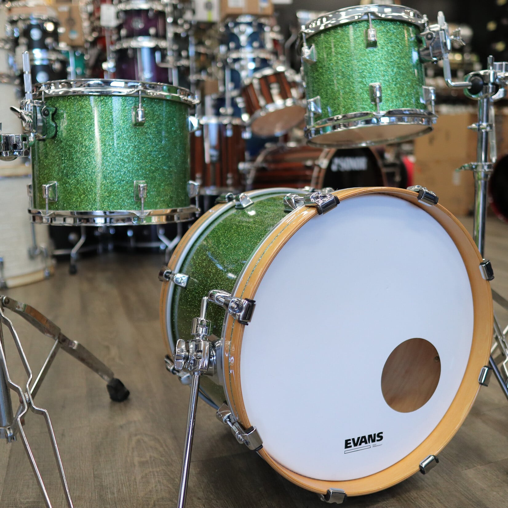 Taye Pre-Owned Modified Taye 3-PC Shell Pack 10/13/18 (Custom Green Sparkle Finish)