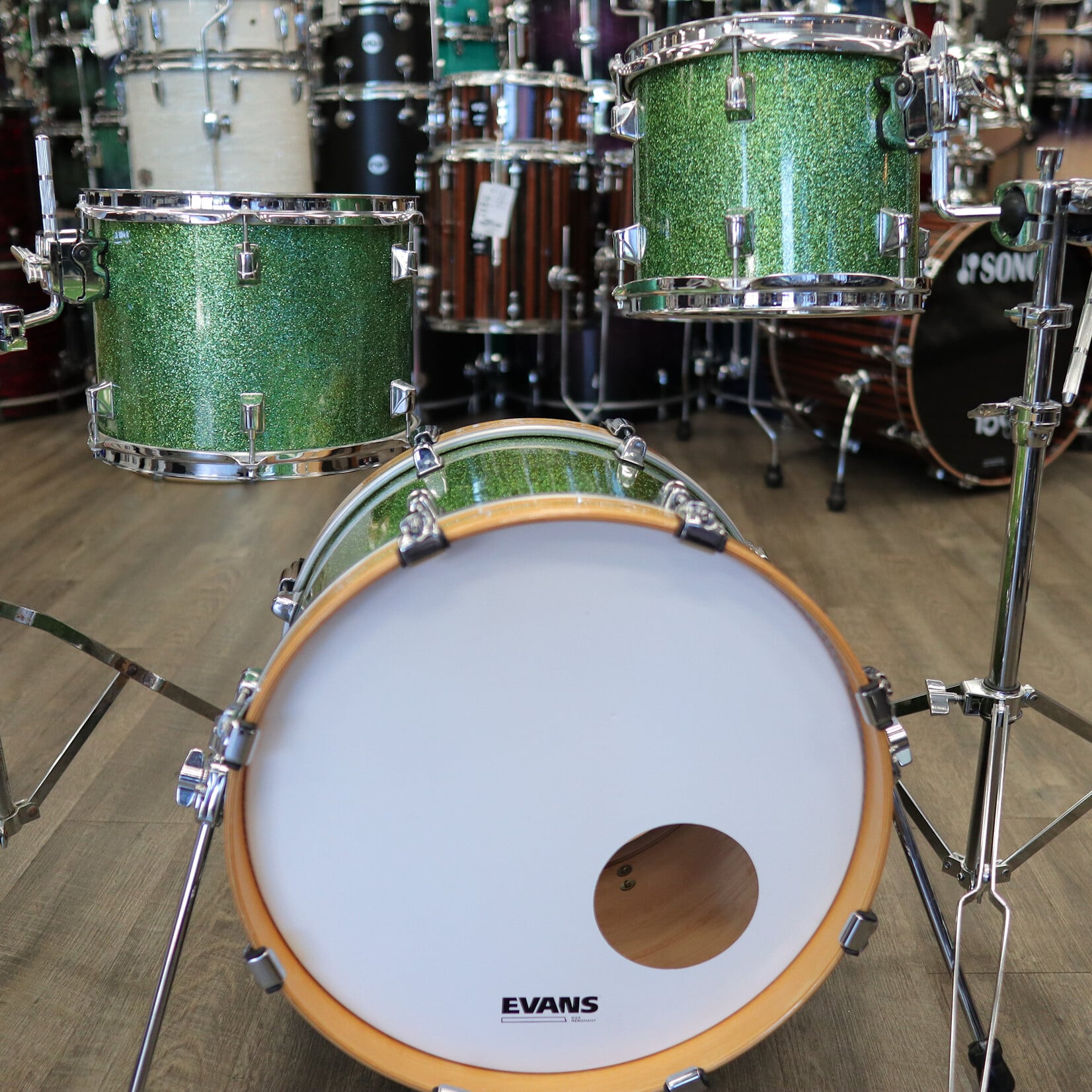 Taye Pre-Owned Modified Taye 3-PC Shell Pack 10/13/18 (Custom Green Sparkle Finish)