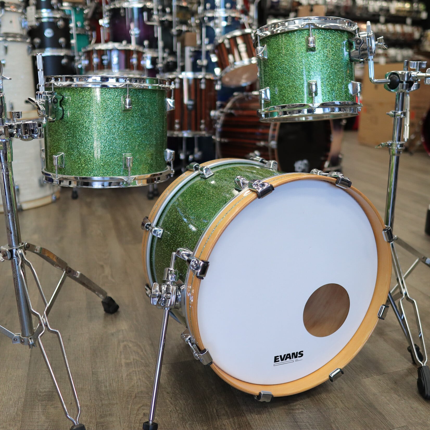 Taye Pre-Owned Modified Taye 3-PC Shell Pack 10/13/18 (Custom Green Sparkle Finish)