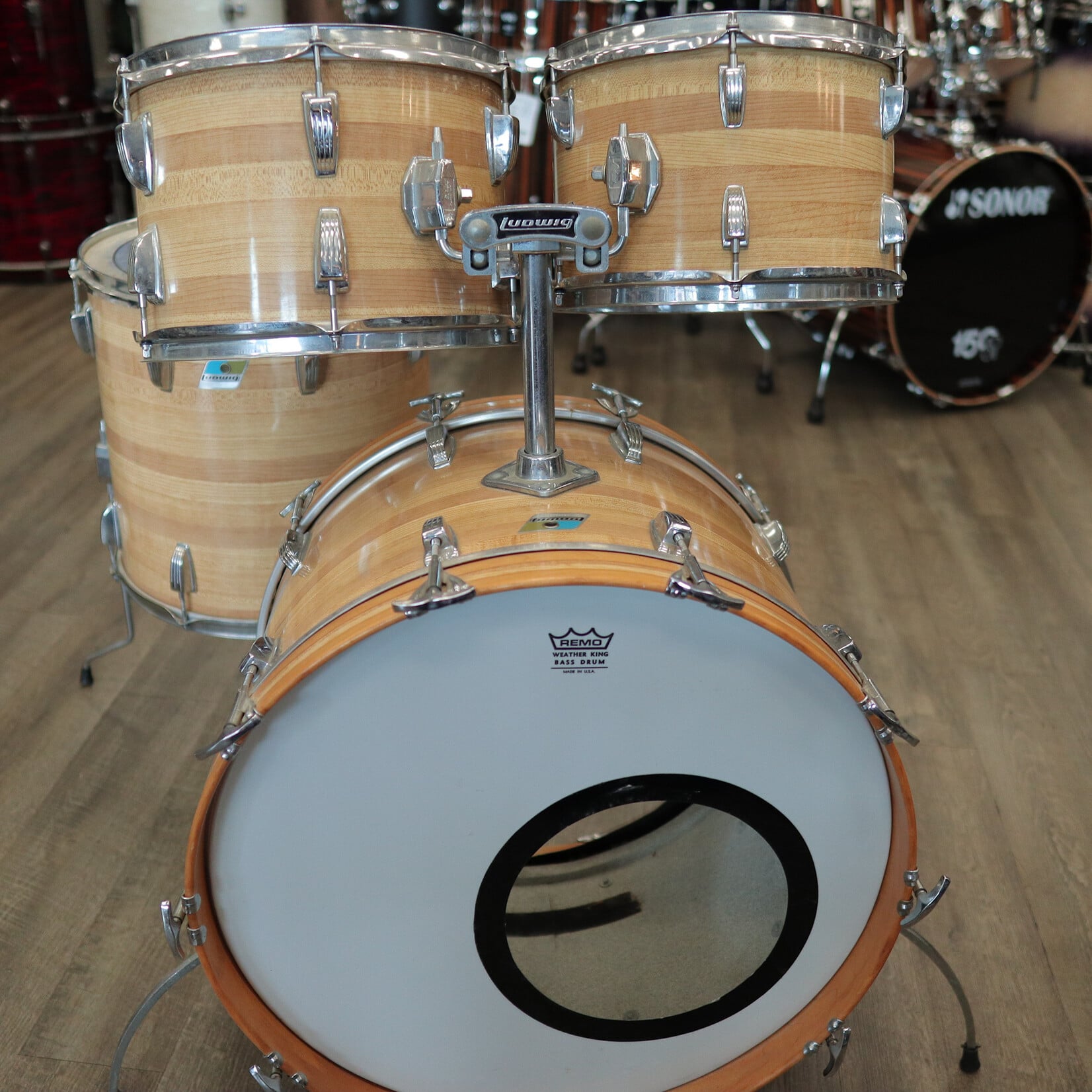 Ludwig Vintage Mid-70s Ludwig Butcher Block 4-Piece Shell Pack 12/13/16/22