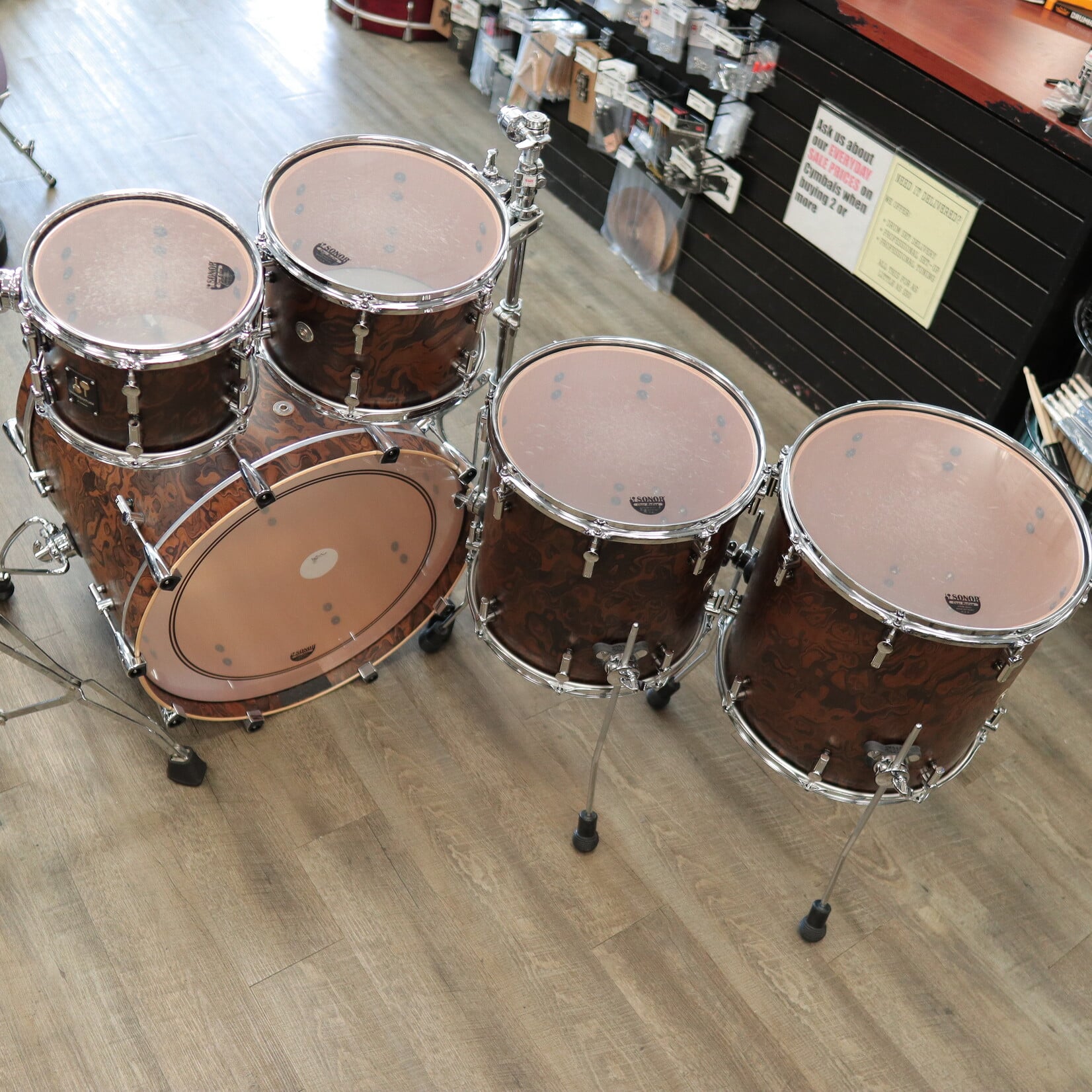 Sonor Demo Sonor Momentum Beech 5-pc Shell Pack 22/10/12/14/16 (California Burl)
